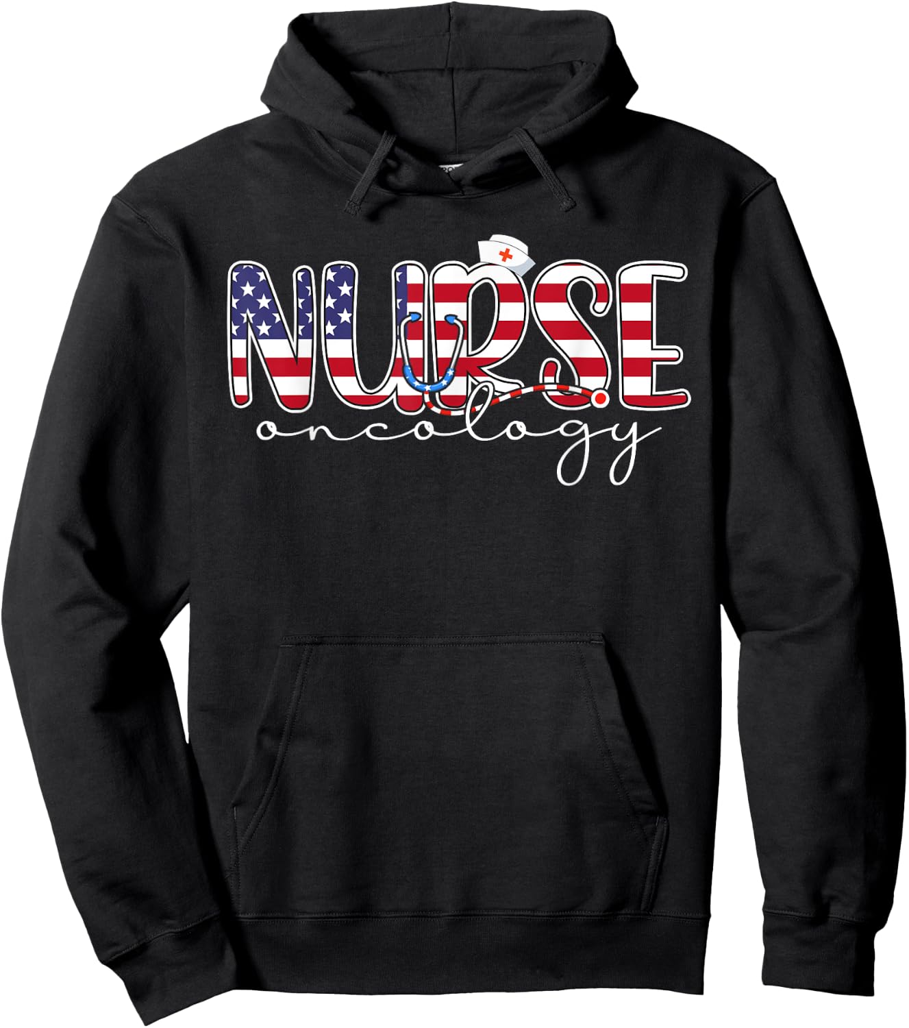 Oncology Nurse 4th Of July Us Flag Nurse Radiation Oncology Women Men Hoodie - Hoodie | Black