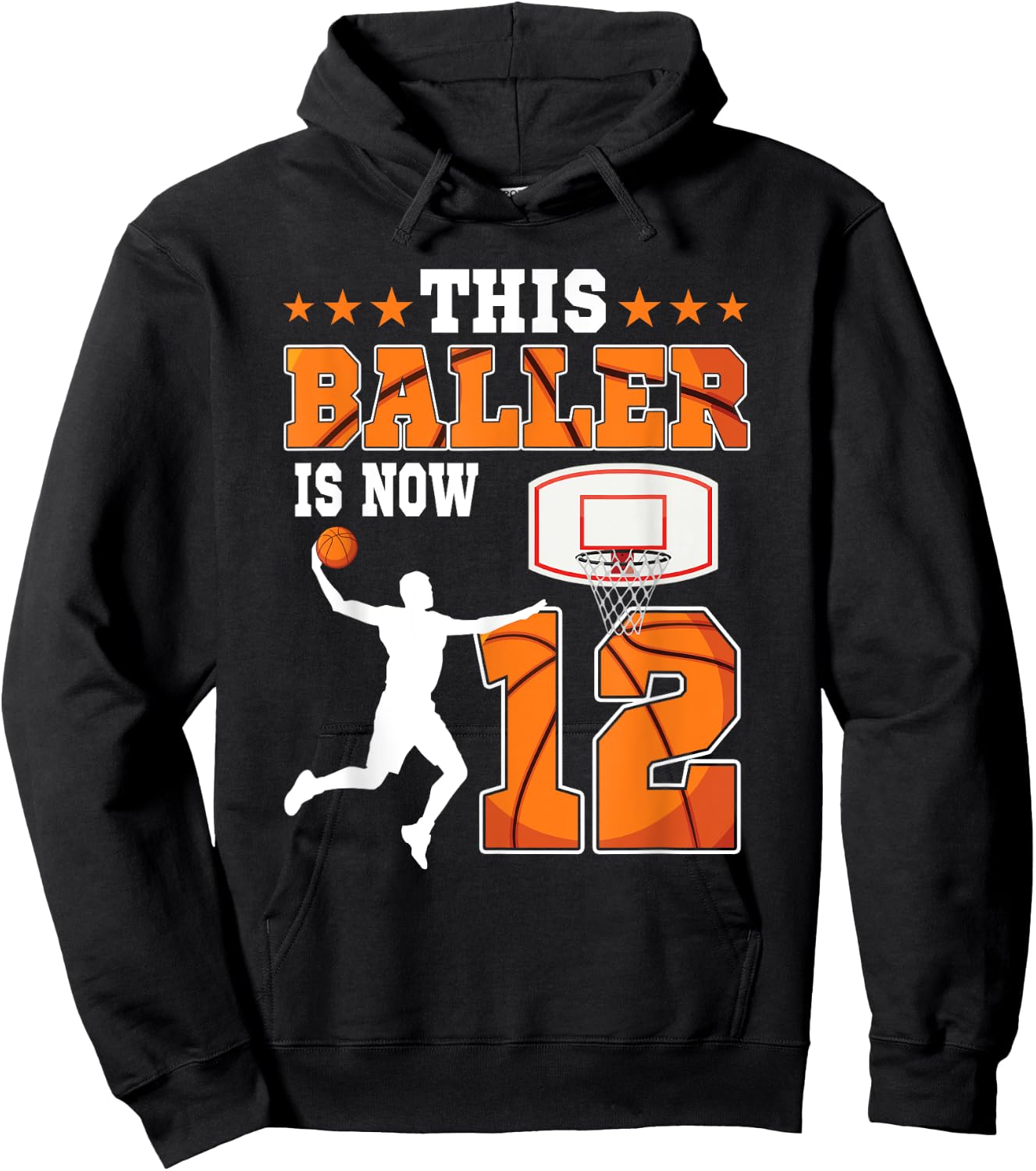 This Baller Is Now 12 Years Old Birthday Basketball Party Hoodie - Hoodie | Black