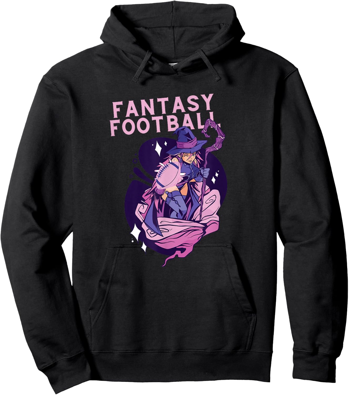 Fantasy Football Woman Wizard Magic Ironic Sports Design Hoodie - Hoodie | Black