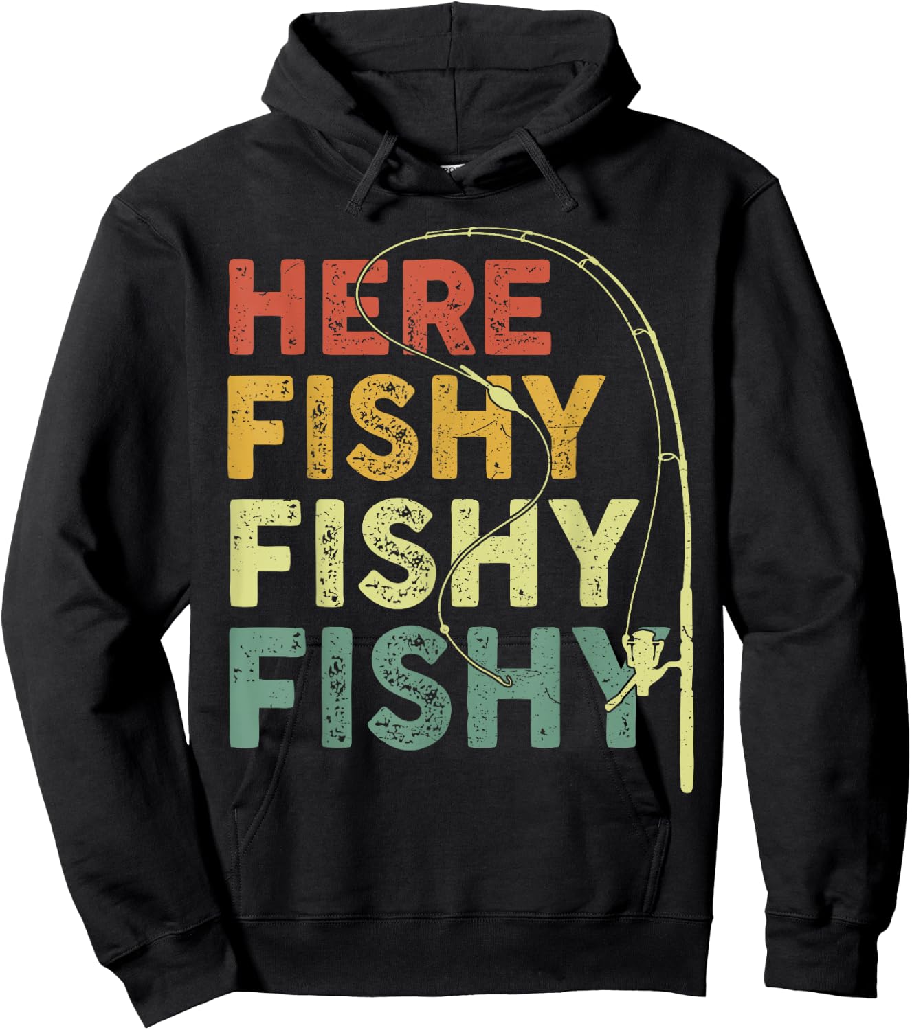 Fishing Shirt Here-Fishy Funny Bass Fish Dad Hoodie - Hoodie | Black