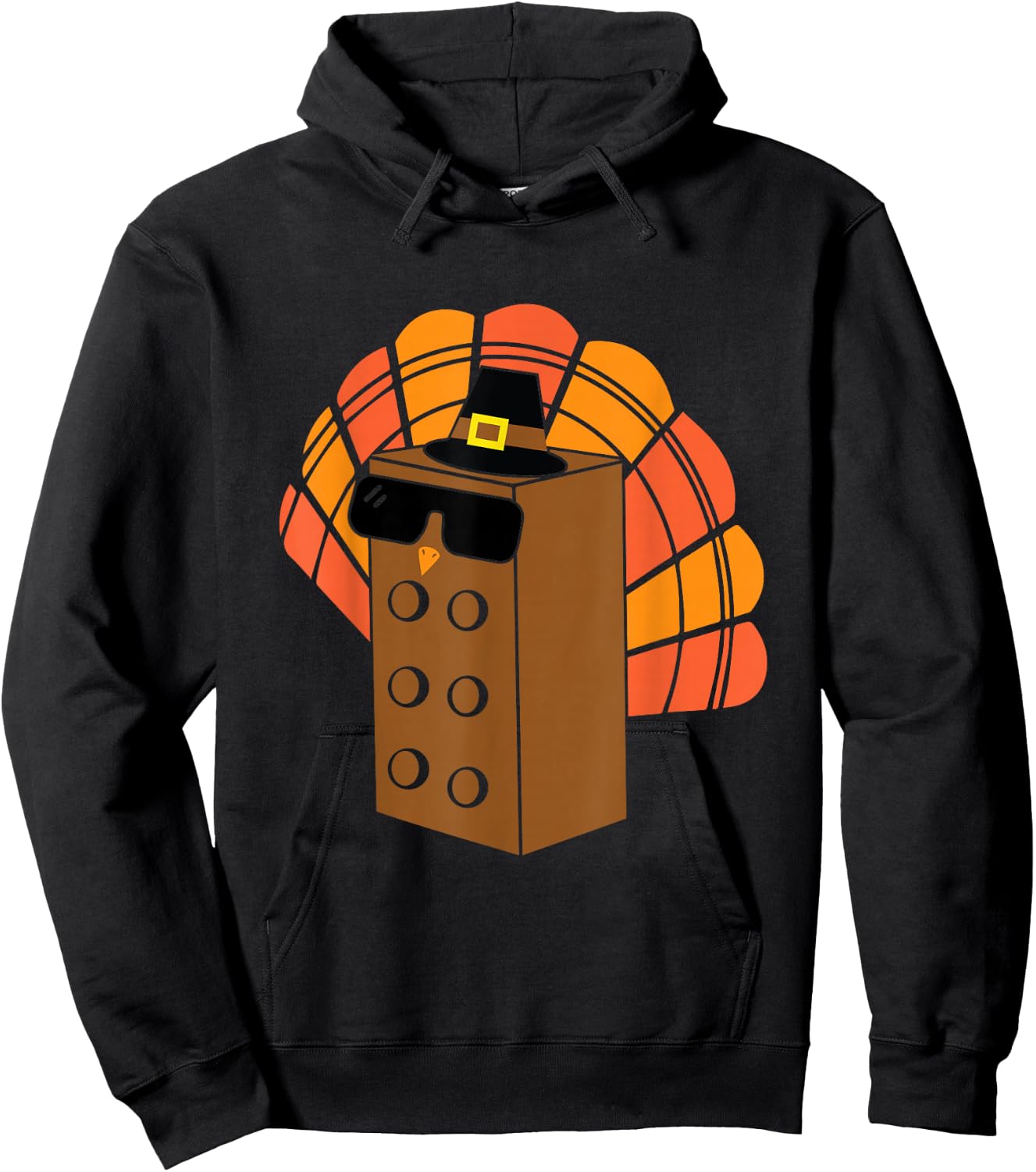 Thanksgiving Building Bricks Turkey Family Matching Funny Hoodie - Hoodie | Black