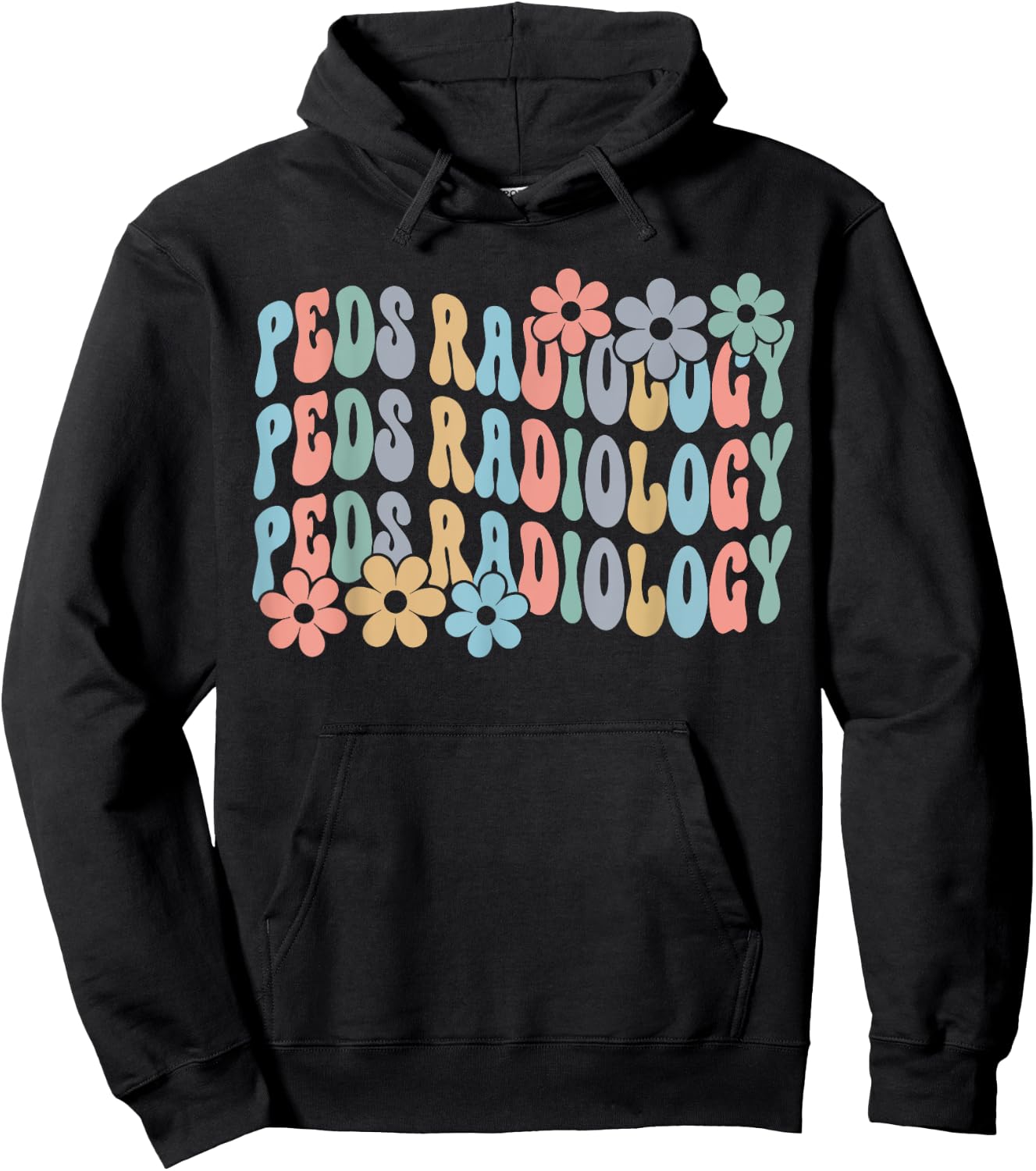 Retro Groovy PEDS Radiology Pediatric Radiologist Xray Tech Hoodie - Hoodie | Black