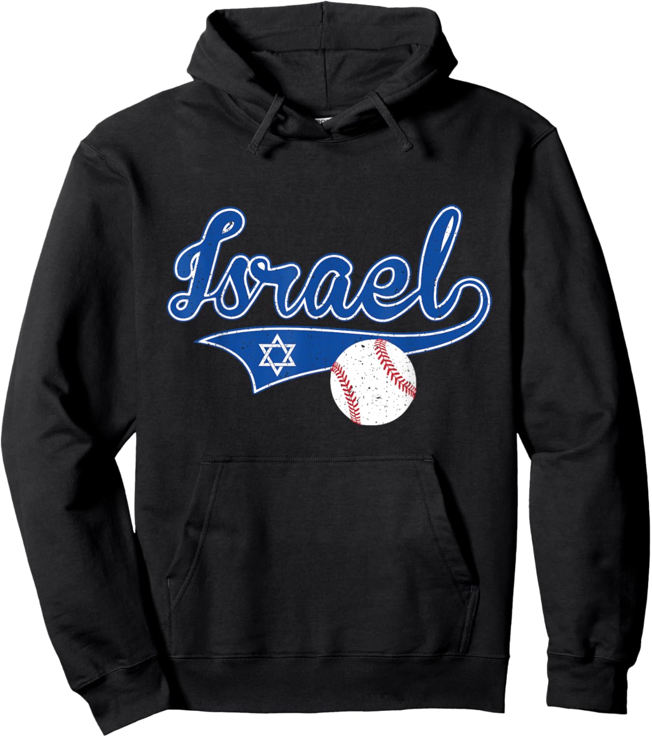 Distressed Vintage Athletic Sport Israel Baseball Fans Hoodie - Hoodie | Black
