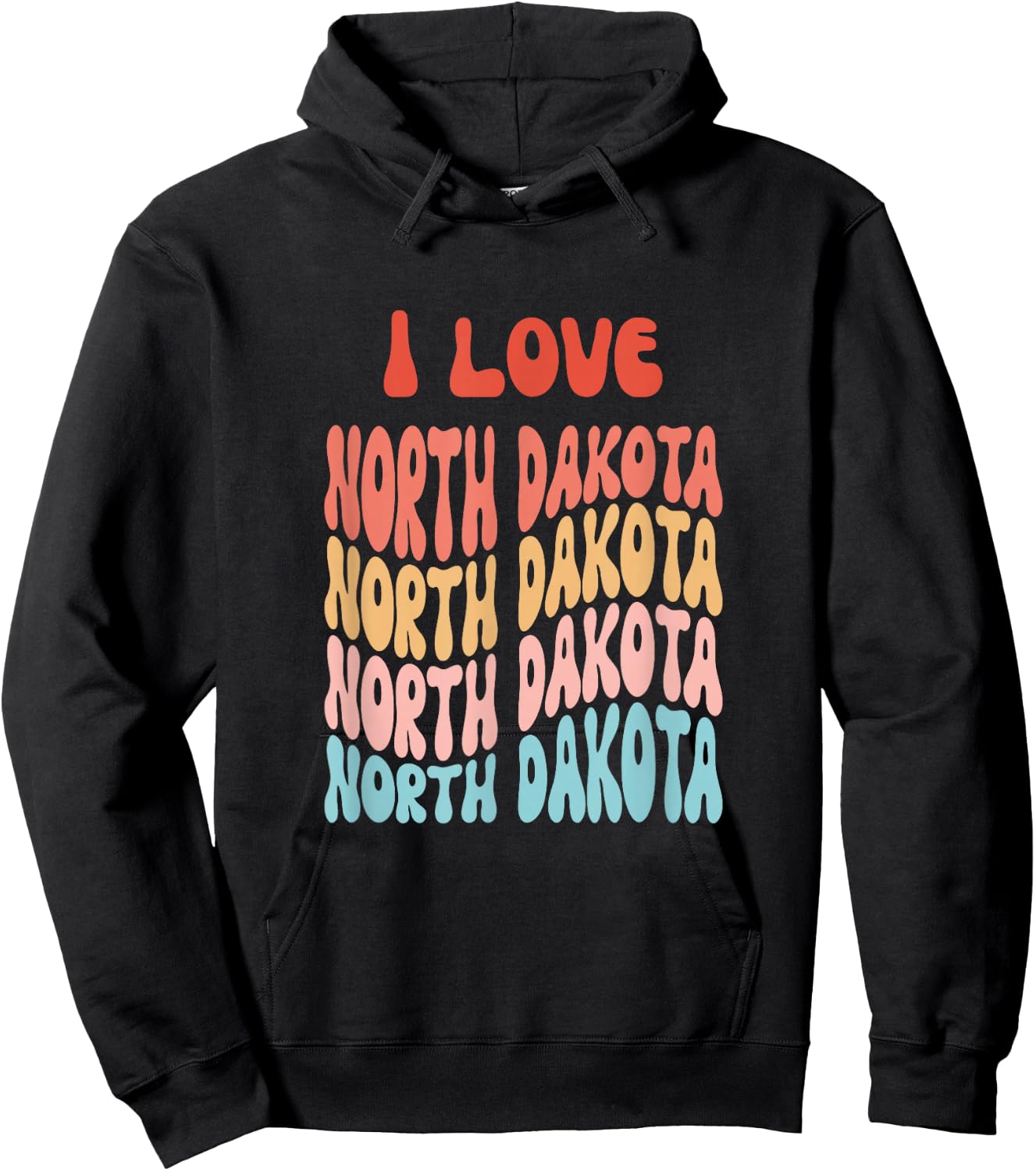 I love North Dakota - Retro State of North Dakota USA Hoodie - Hoodie | Black