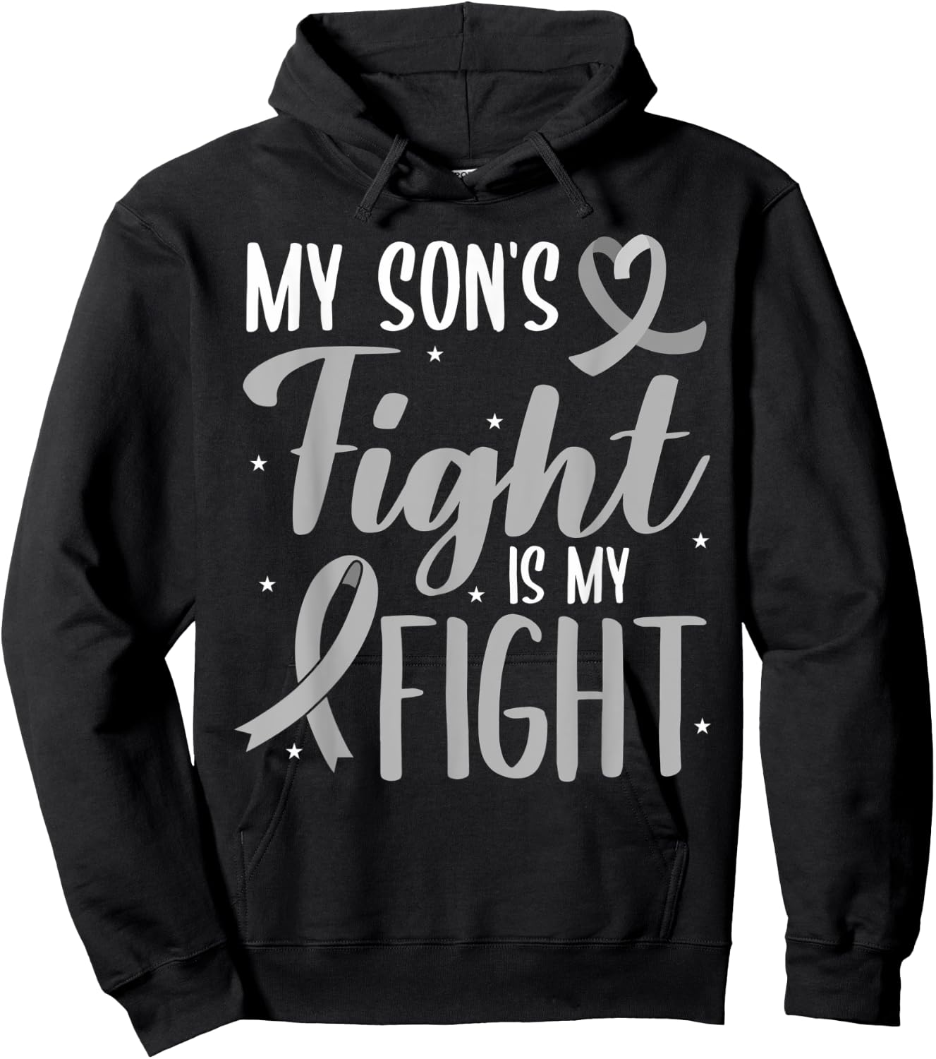 My Son's Fight My Fight Grey Ribbon Schizophrenia Awareness Hoodie - Hoodie | Black