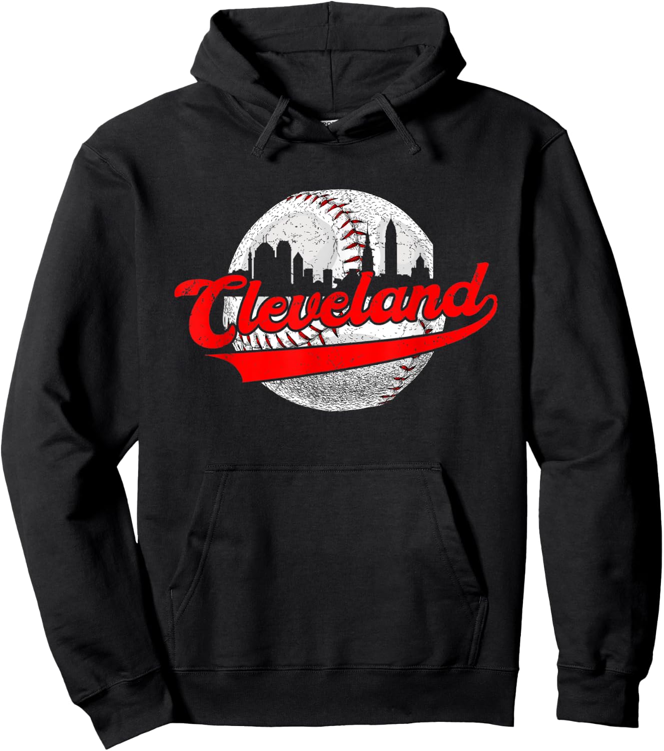 Cleveland Vintage Baseball Lover Retro Game Day Dad Mom Hoodie - Hoodie | Black