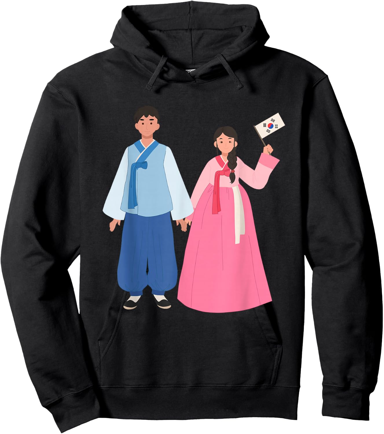 Korean K-Drama Hanbok man woman Chusok Hoodie - Hoodie | Black
