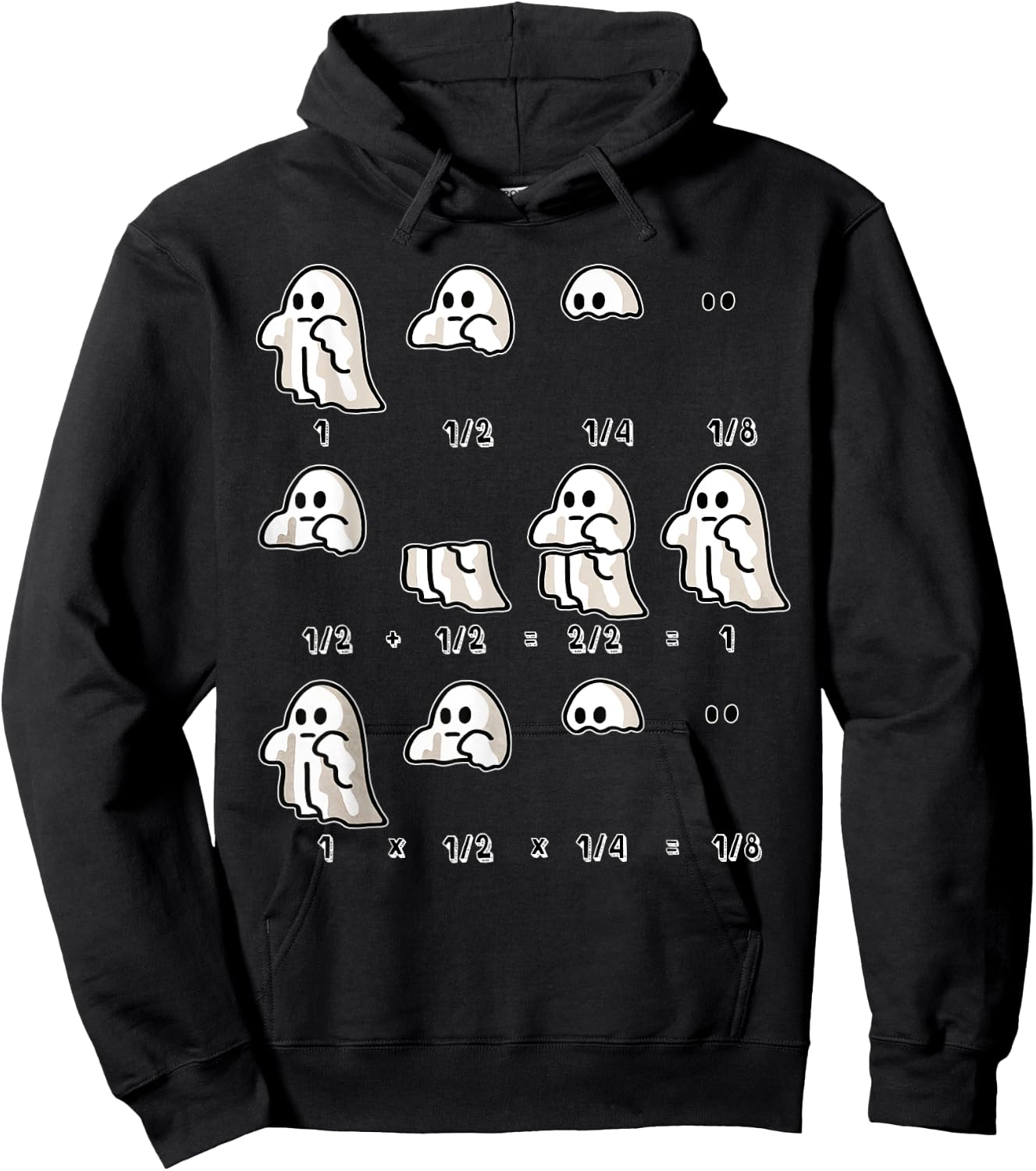 Fractions Math Teacher Ghost Math Halloween Humorous Hoodie - Hoodie | Black