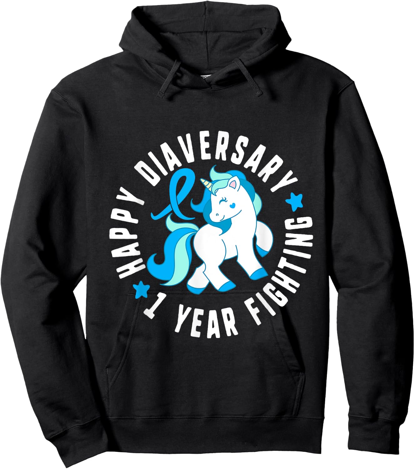 Happy Diaversary 1 Year Fighting Diabetes T1 Awareness Cute Hoodie - Hoodie | Black