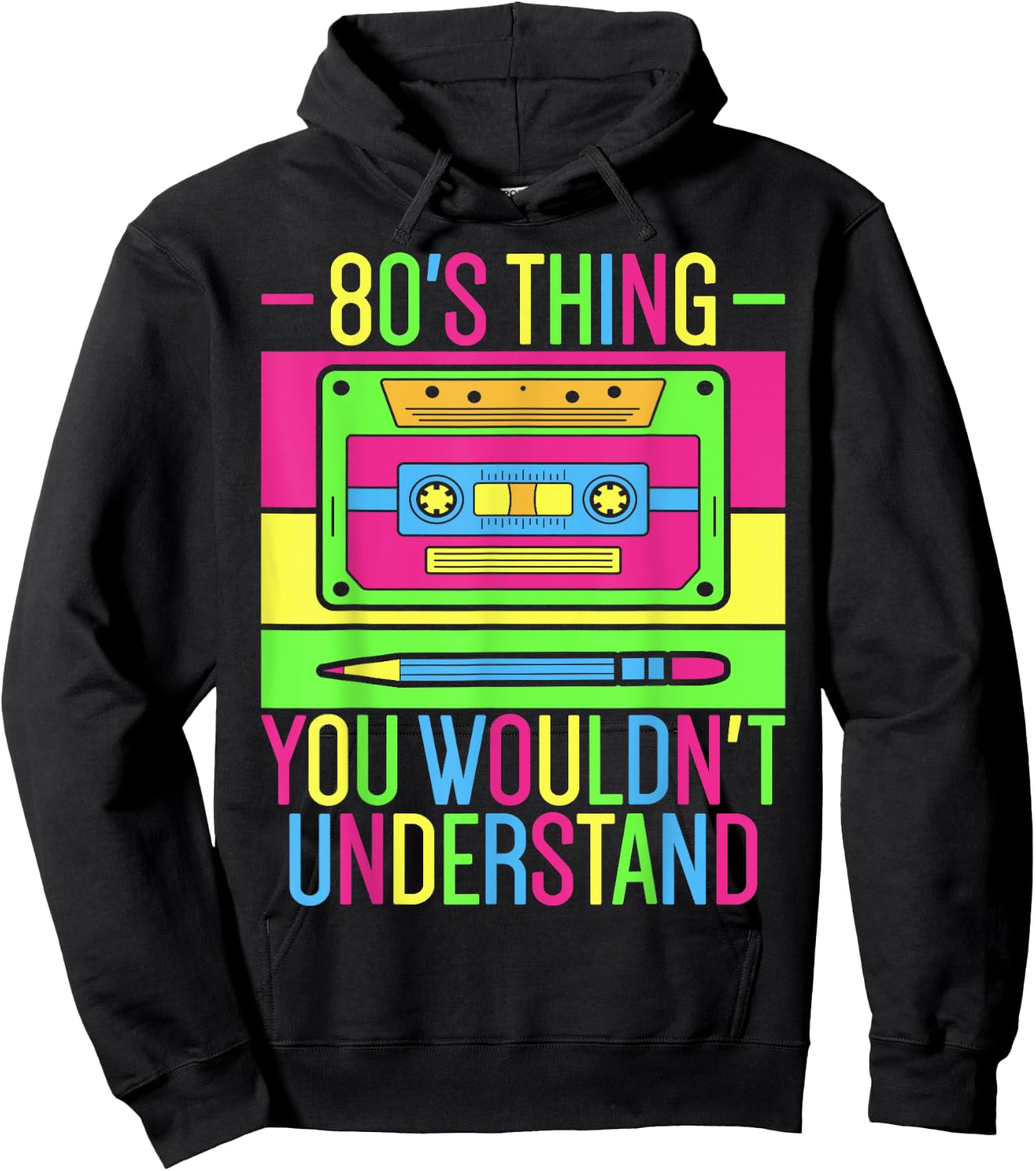 80s Outfit 1980s Fashion 80 Theme Party 80s Costume Eighties Hoodie - Hoodie | Black