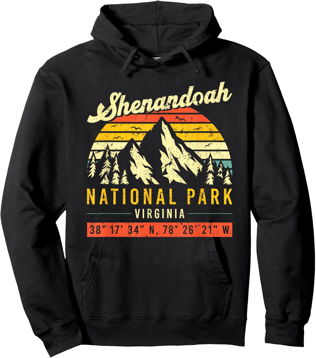 Shenandoah Vintage Retro Virginia National Park Hoodie - Hoodie | Black