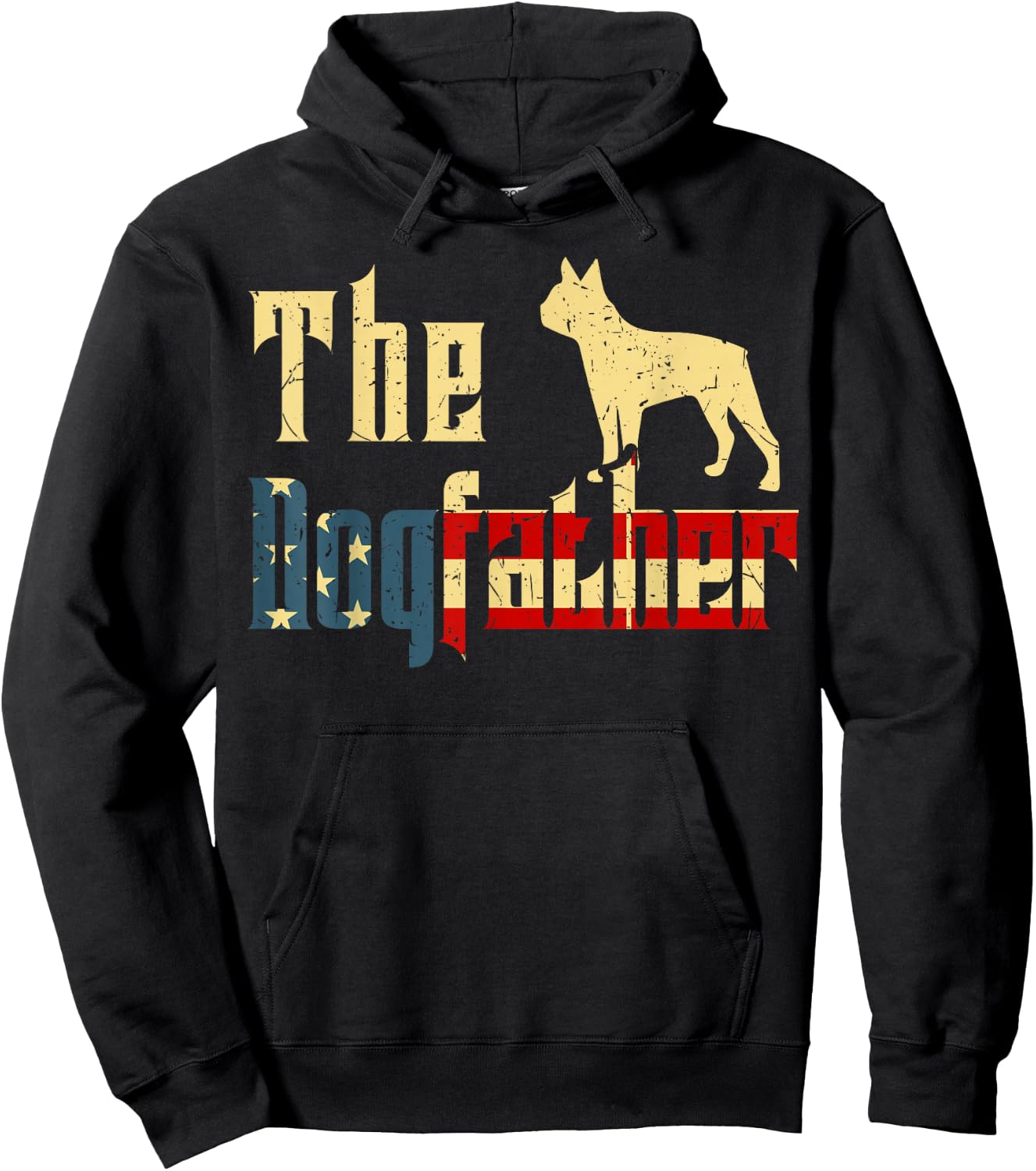 Boston-Terrier-Shirt The Dogfather Bostie Dog Dad Funny Men Hoodie - Hoodie | Black