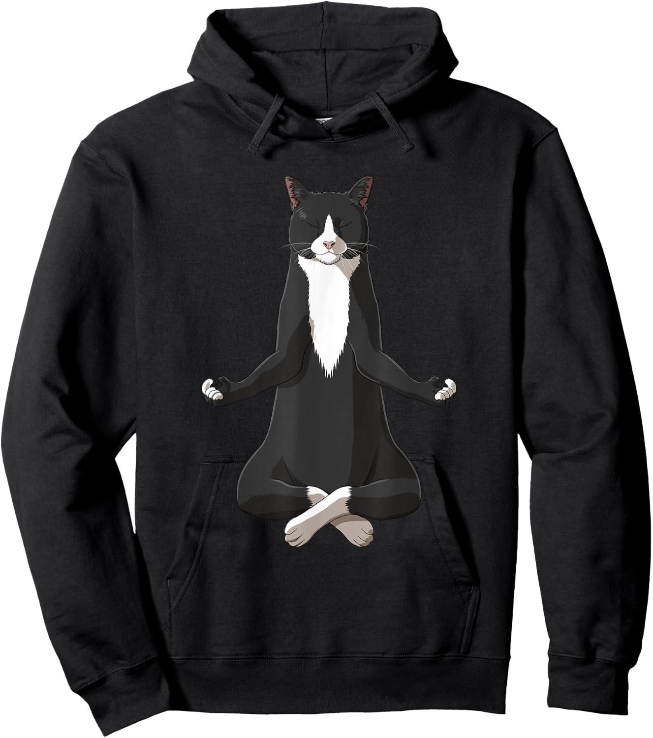 Funny Yoga Tuxie Tuxedo Cat Women Girls Kids Hoodie - Hoodie | Black