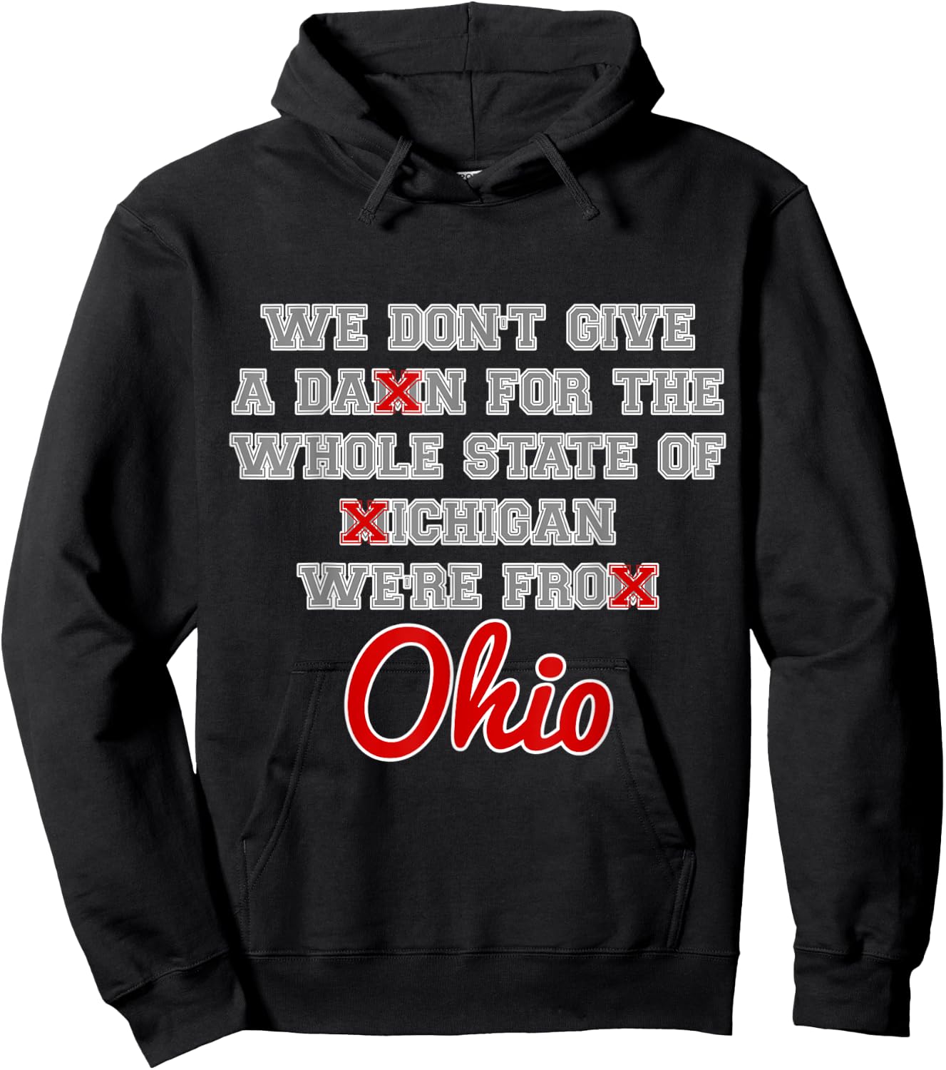 State of Ohio We Don't Give A Damn For Michigan Script OH Hoodie - Hoodie | Black