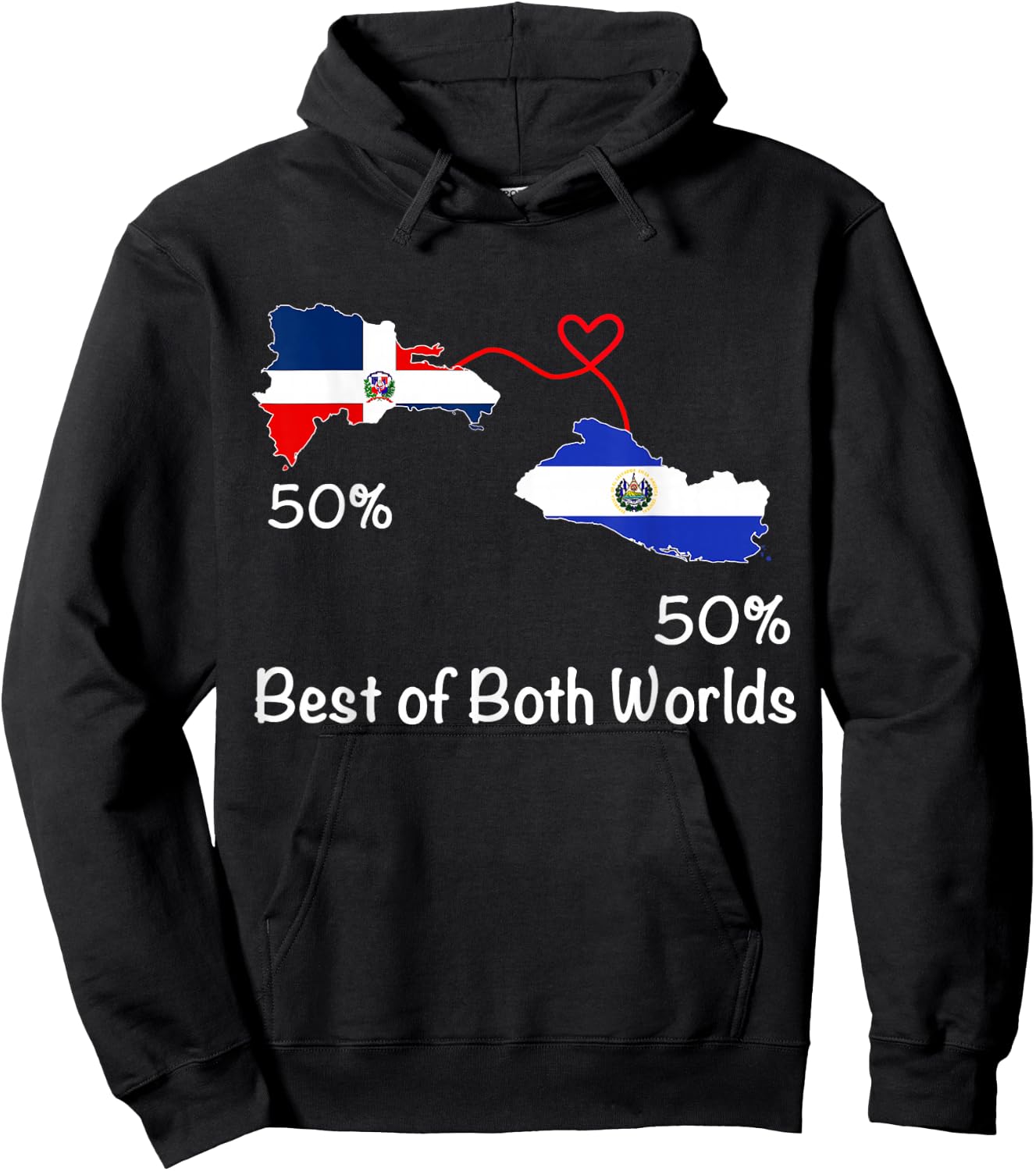 Half Dominican Half Salvadoran Flag Map Love Salvadoran RD Hoodie - Hoodie | Black