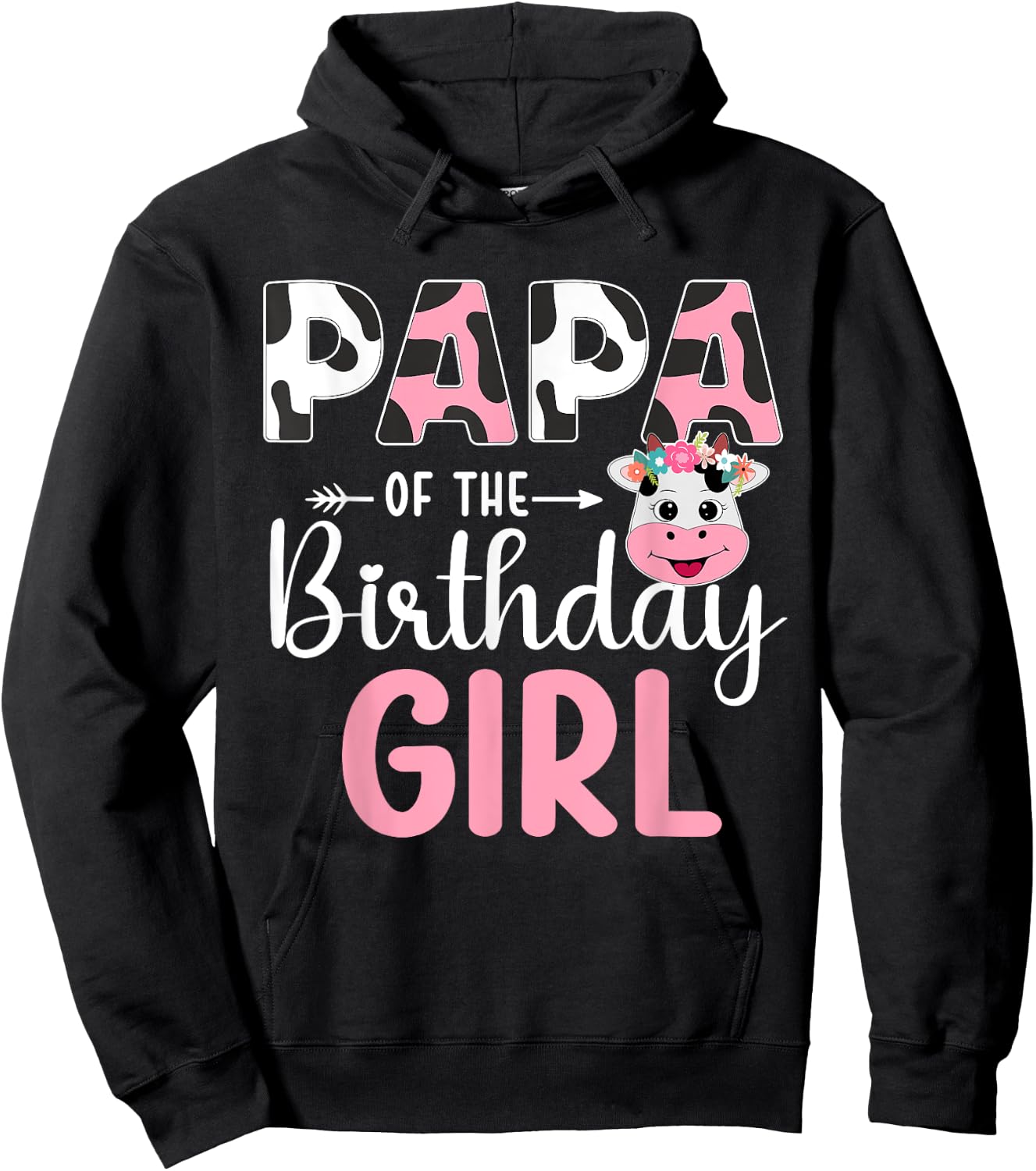 Papa Of The Birthday Girl Farm Cow 1 St Birthday Girl Hoodie - Hoodie | Black