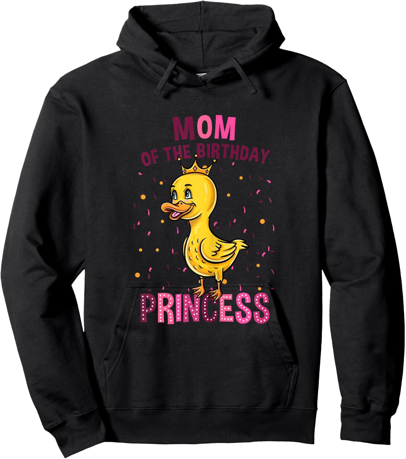 Mom Of The Birthday Princess Duck Girl Birthday Hoodie - Hoodie | Black