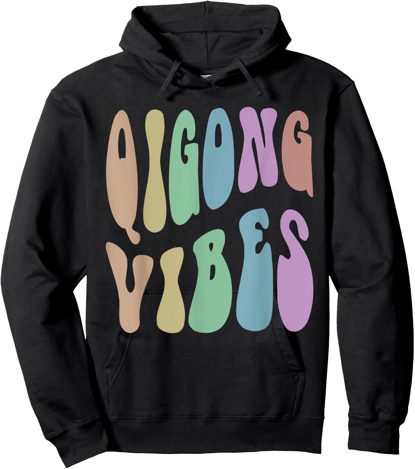 Retro QIGONG VIBES Meditation Humor Healing Groovy 60s Hoodie - Hoodie | Black