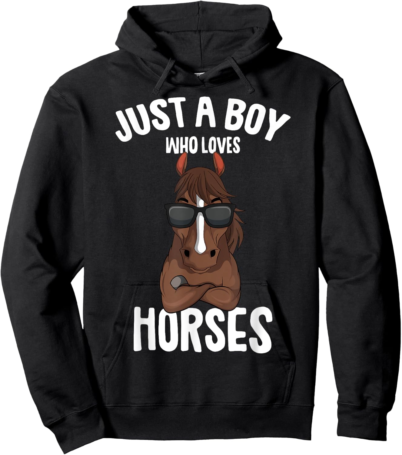 Just a Boy who loves Horses Equestrian Horseback Riding Kids Hoodie - Hoodie | Black