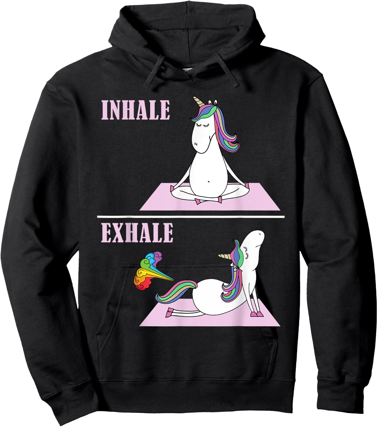 Unicorn Yoga Inhale Exhale Fart Funny Hoodie - Hoodie | Black