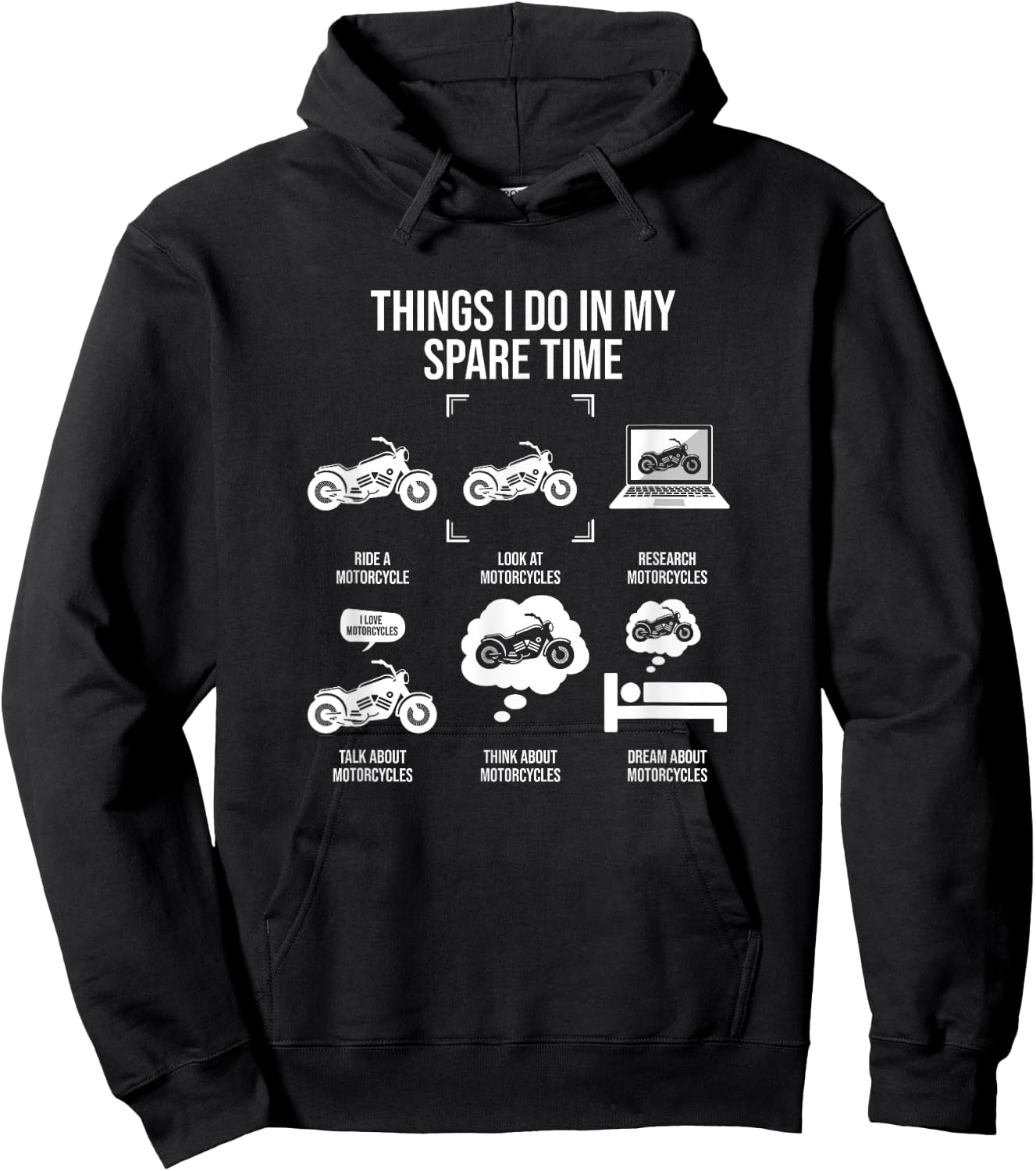 Things I Do In My Spare Time Funny Motorcycle Rider Hoodie - Hoodie | Black