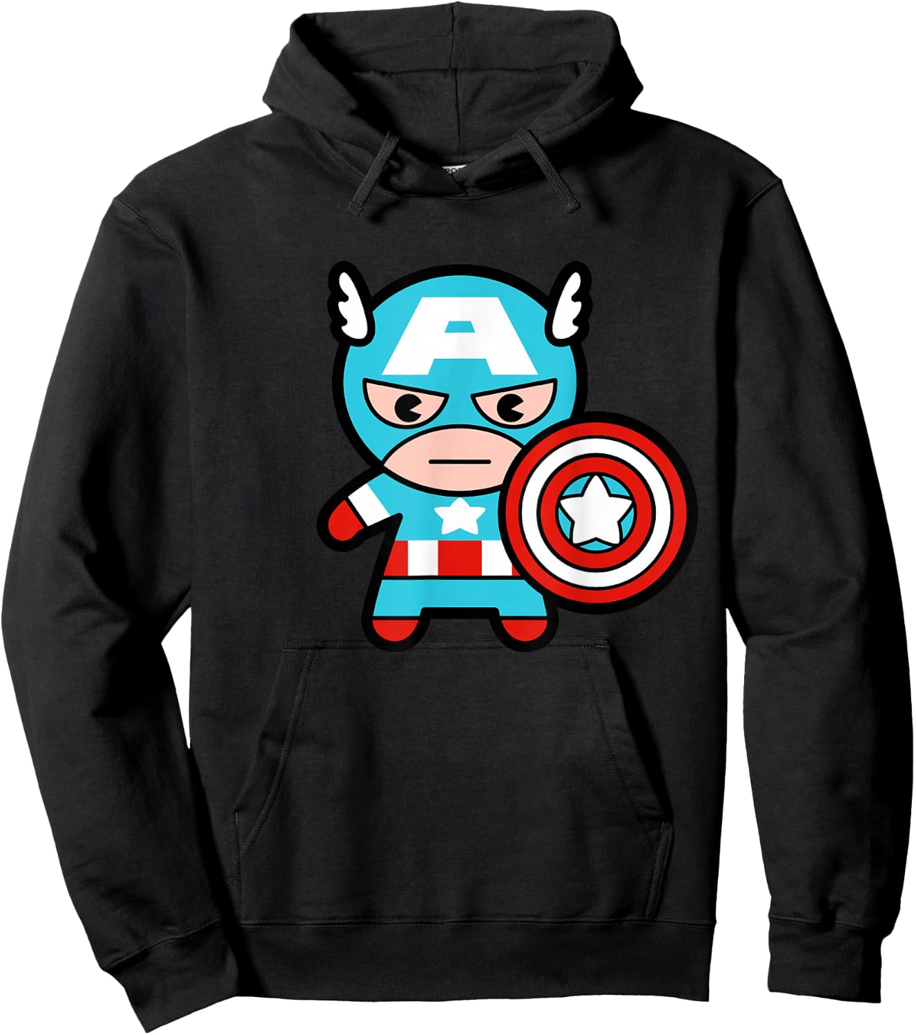 Marvel Kawaii Chibi Captain America Full Body Portrait Hoodie - Hoodie | Black