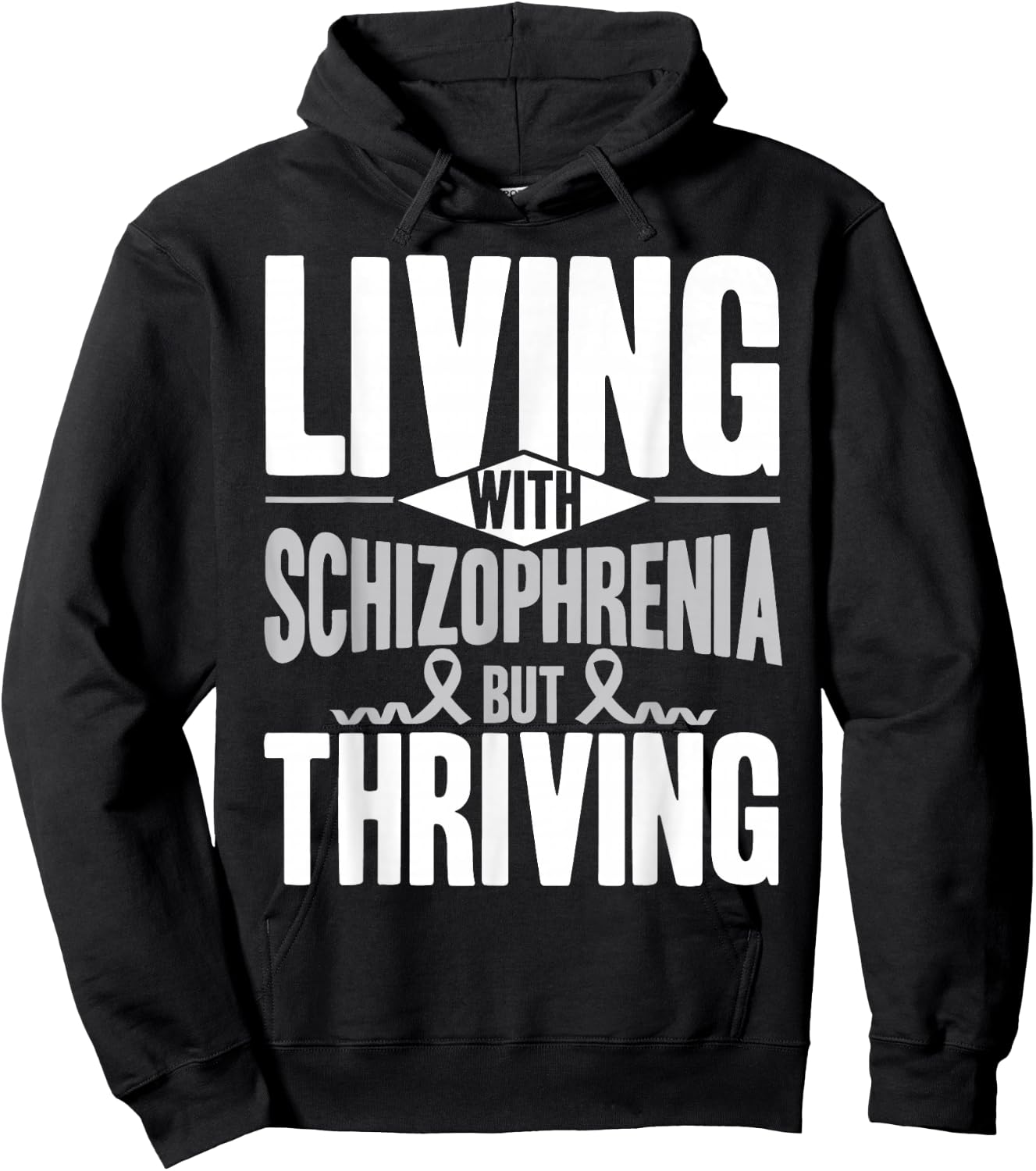 Schizophrenia Awareness Month Support Living With Schizophrenia Schizophrenia Awareness , Black, -Adults, Small, Short Sleeve, , Modern Awareness Ribbon, Letter Print, Pull On Hoodie - Hoodie | Black