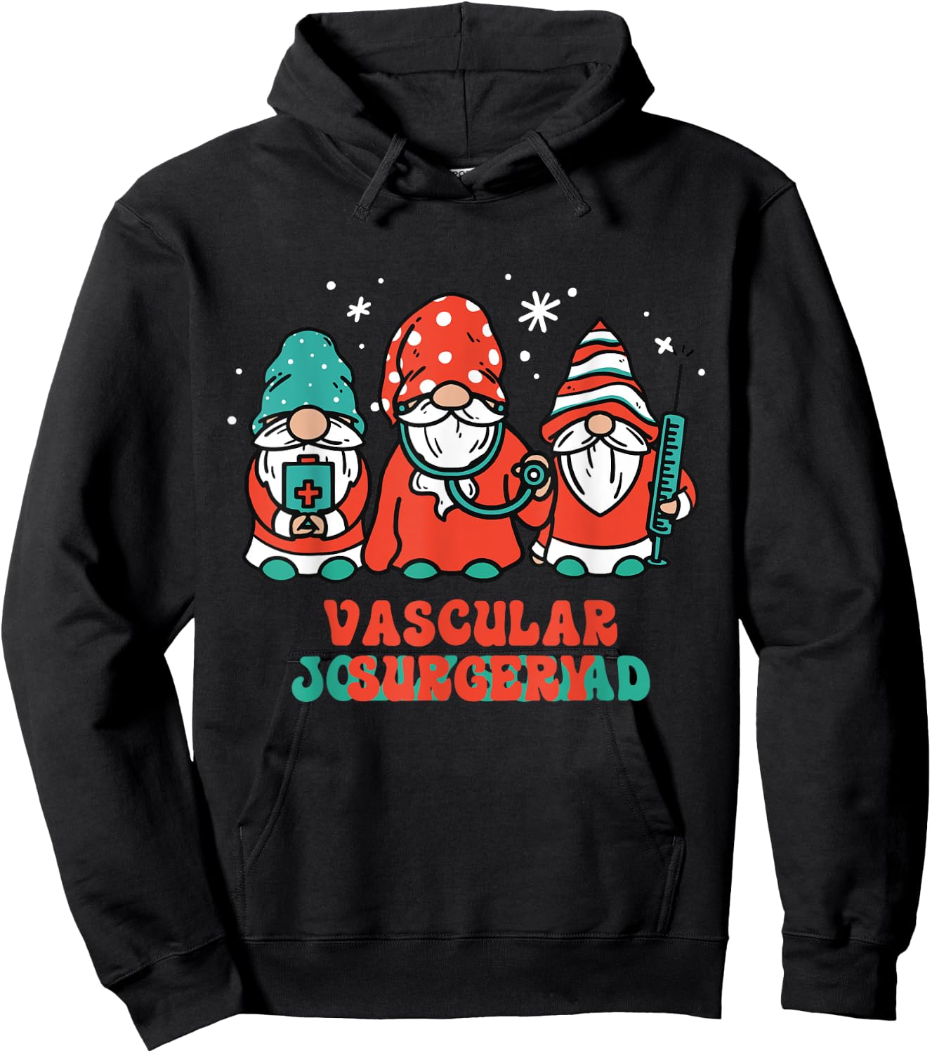 Vascular Surgery Jolly Squad Gnomes Nurse Christmas Hoodie - Hoodie | Black