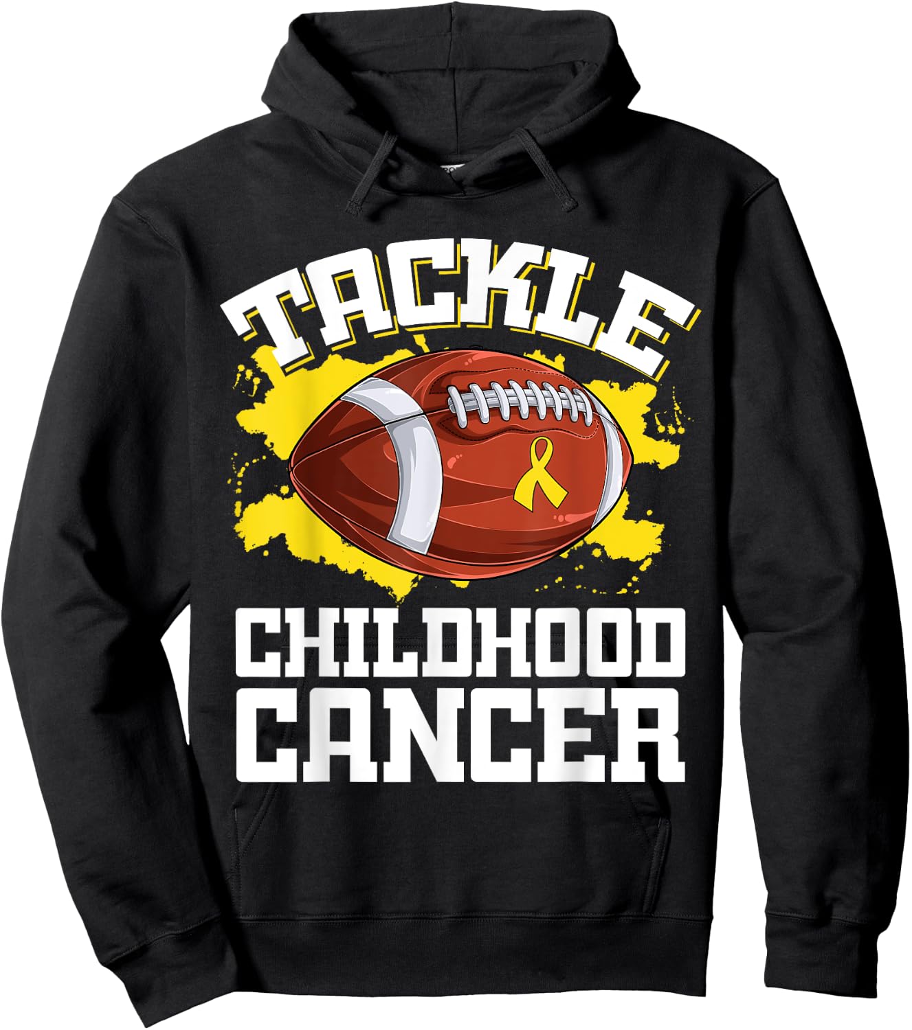 Football Tackle Childhood Cancer Retro Awareness Ribbon Hoodie - Hoodie | Black