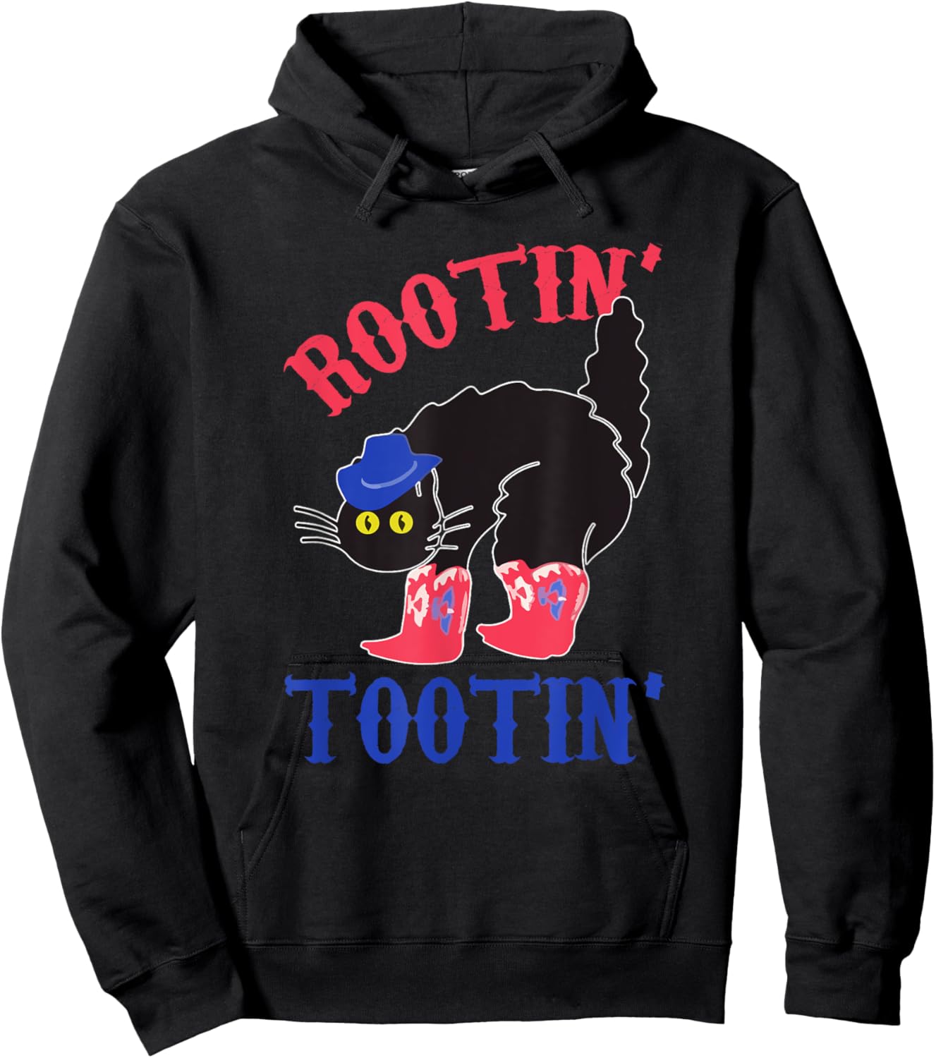 Rootin And Tootin Cowboy Cat Funny Animal Hoodie - Hoodie | Black