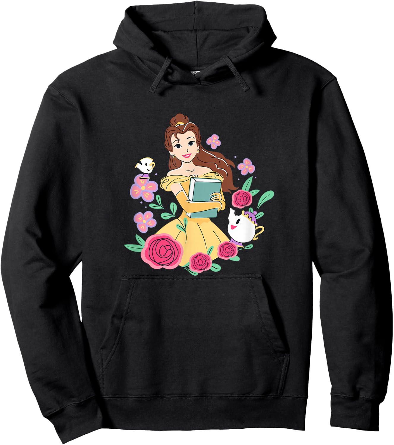 Disney Beauty and the Beast Belle & Book Fall Floral Roses Hoodie - Hoodie | Black