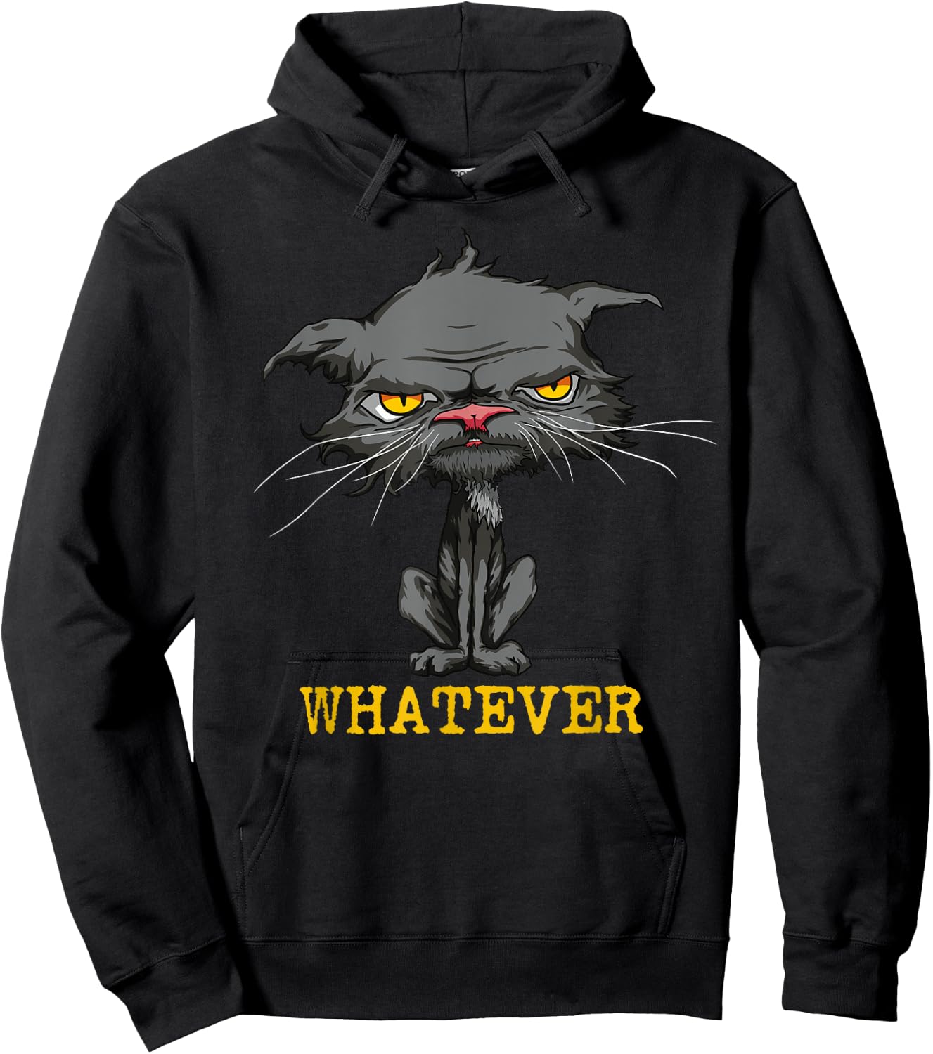 Whatever Angry Cat Funny Sarcastic Bored Cat Lovers Meh Men Women Kids Hoodie - Hoodie | Black