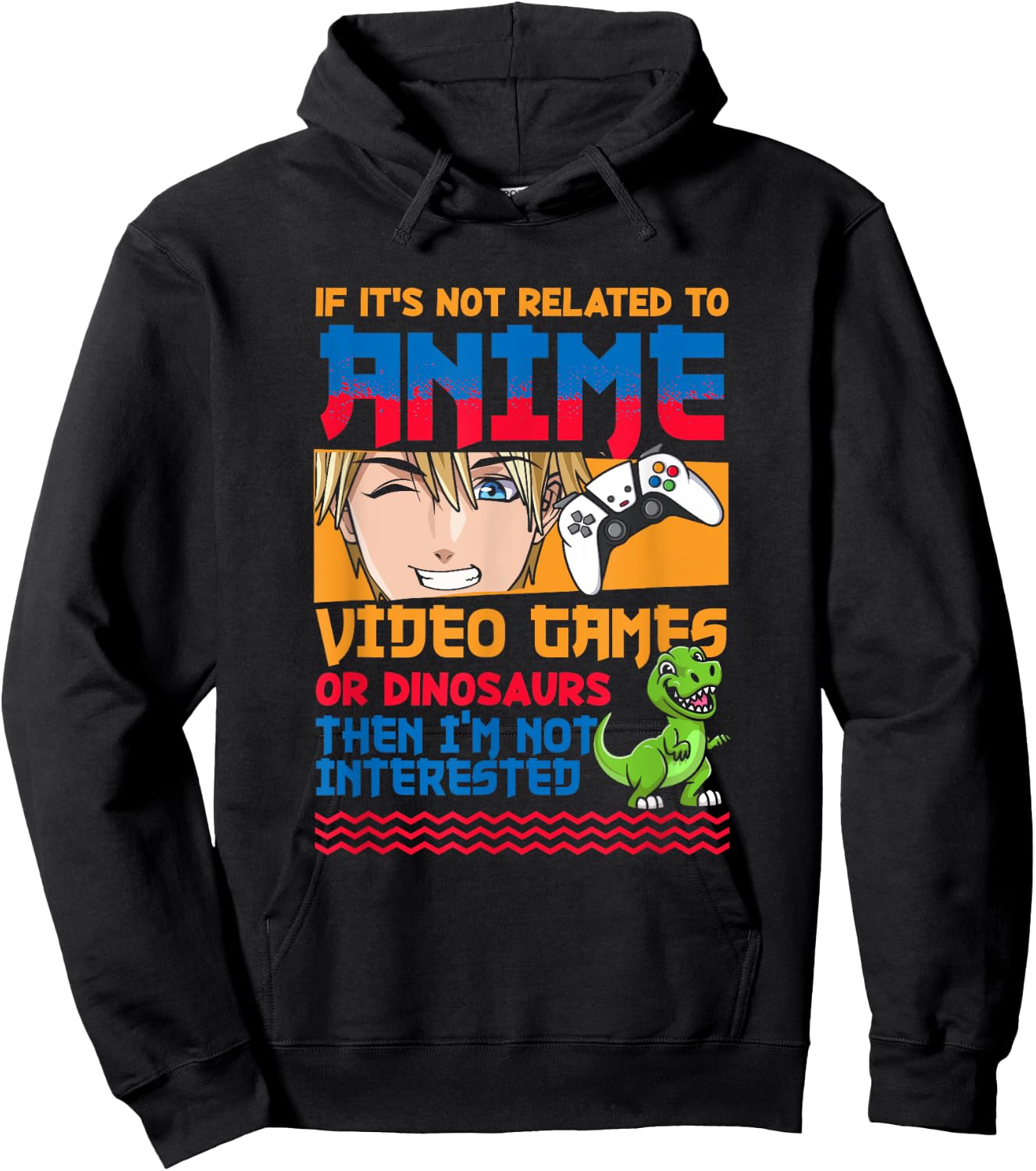 Anime Video Games Dinosaurs Japanese Japan Anime Gamer Otaku Hoodie - Hoodie | Black