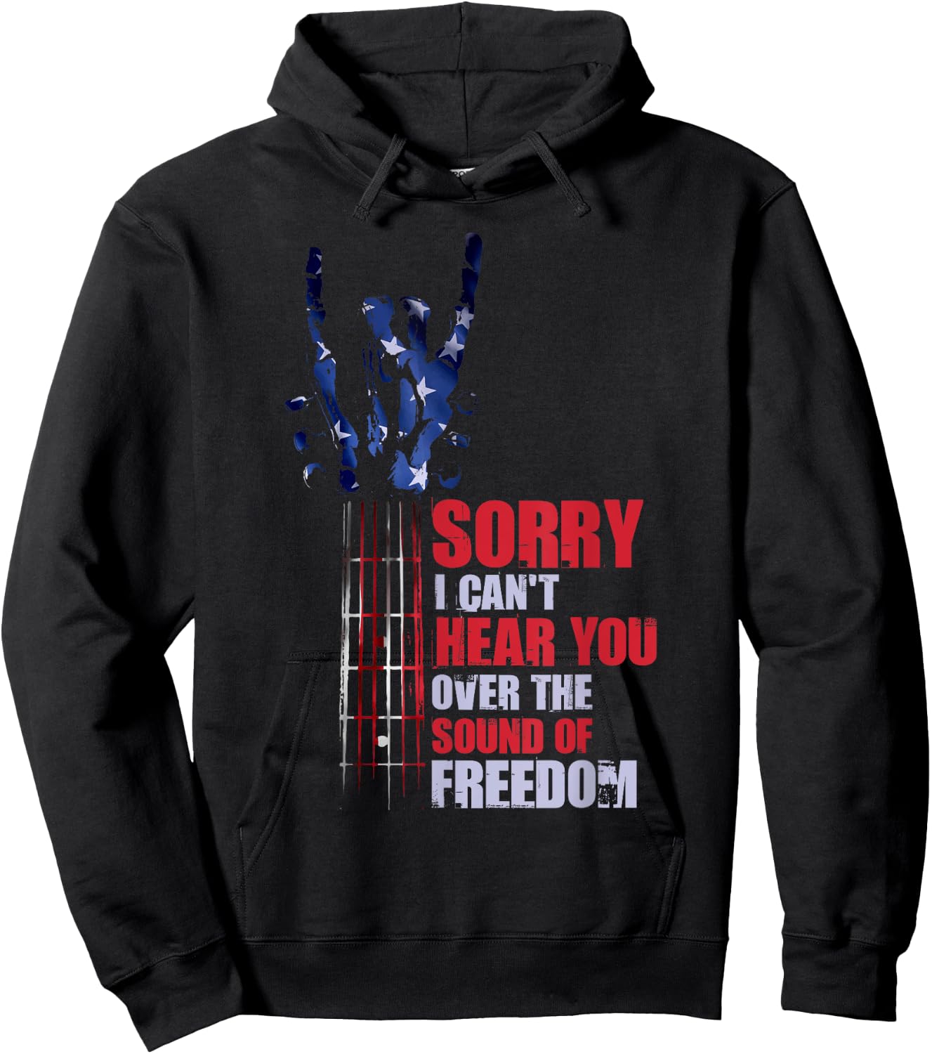 Guitarist 4th Of July American Flag Guitar Hoodie - Hoodie | Black