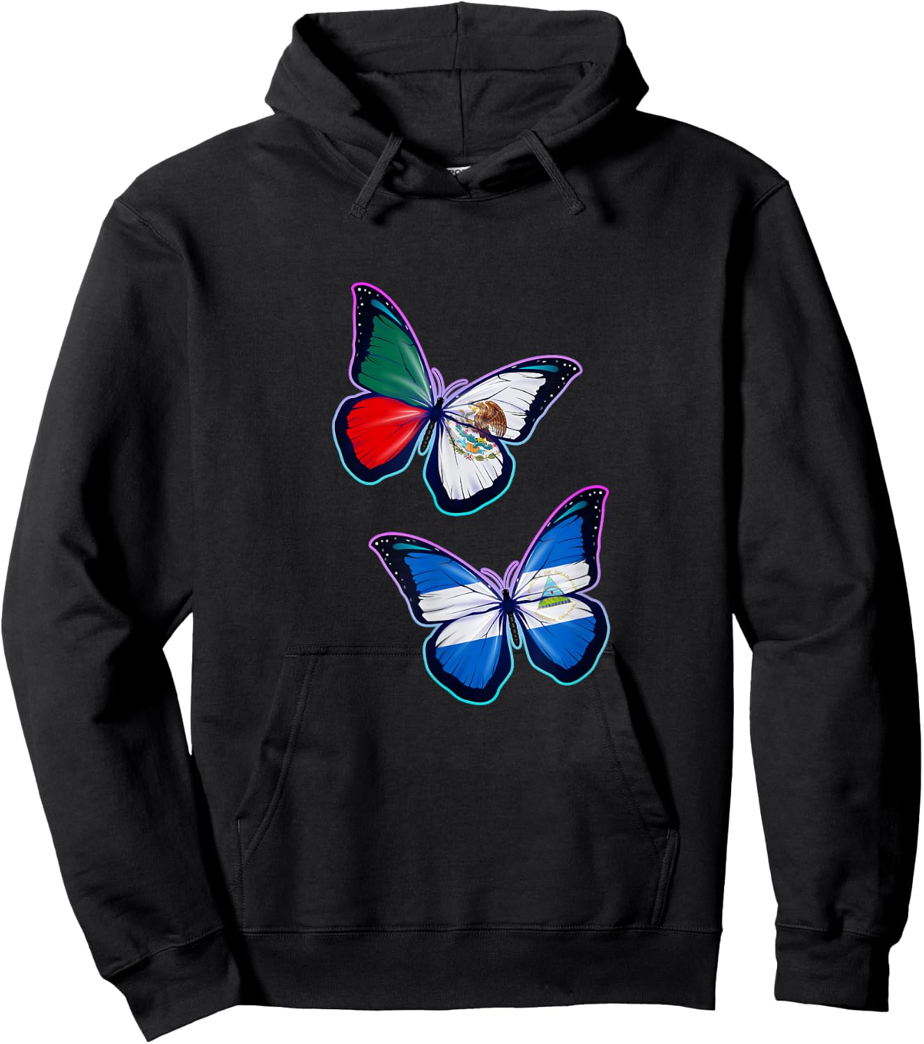 Nicaragua and Mexico bicultural roots. Butterfly version Hoodie - Hoodie | Black