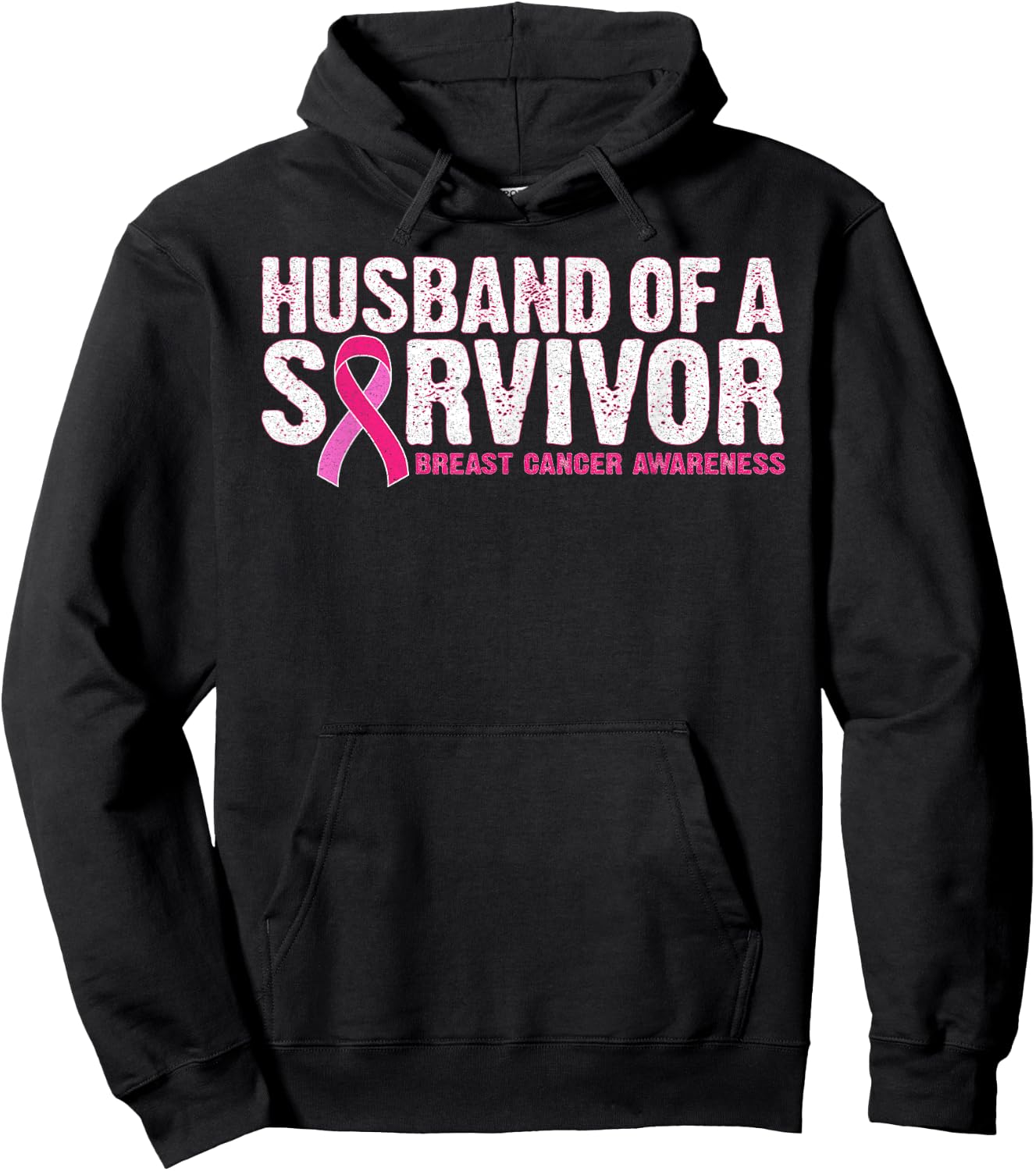 Husband Of A Survivor Wife Breast Cancer Awareness Hoodie - Hoodie | Black