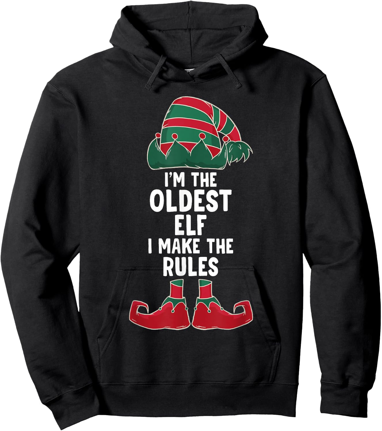 Oldest Sister & Brother Funny Christmas Elf Sibling Hoodie - Hoodie | Black