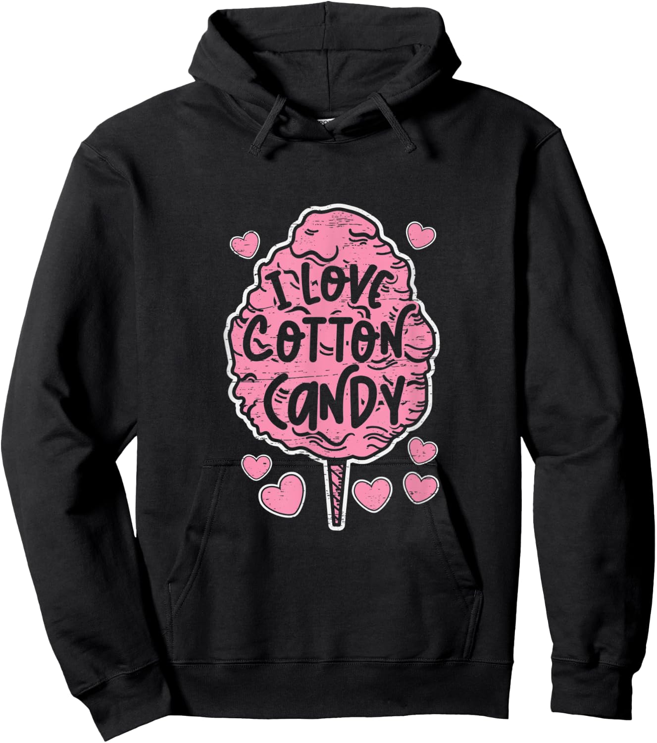 I Love Cotton Candy Stick Cone Fairy Floss Hoodie - Hoodie | Black