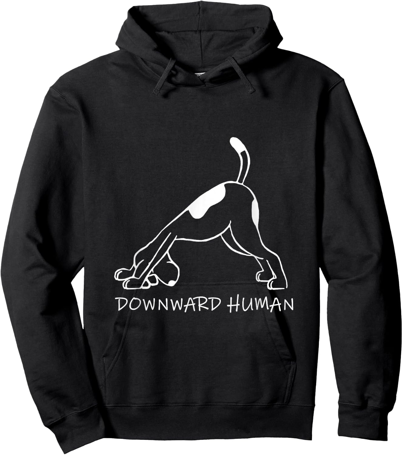 Downward Human Dog Funny Yoga Lover Pet Gift - Women's Black Small Classic Fit Short Sleeve Letter Print Hoodie - Hoodie | Black