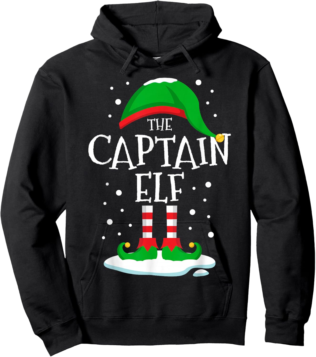 The Captain Elf Christmas Family Matching Xmas Group Funny Hoodie - Hoodie | Black