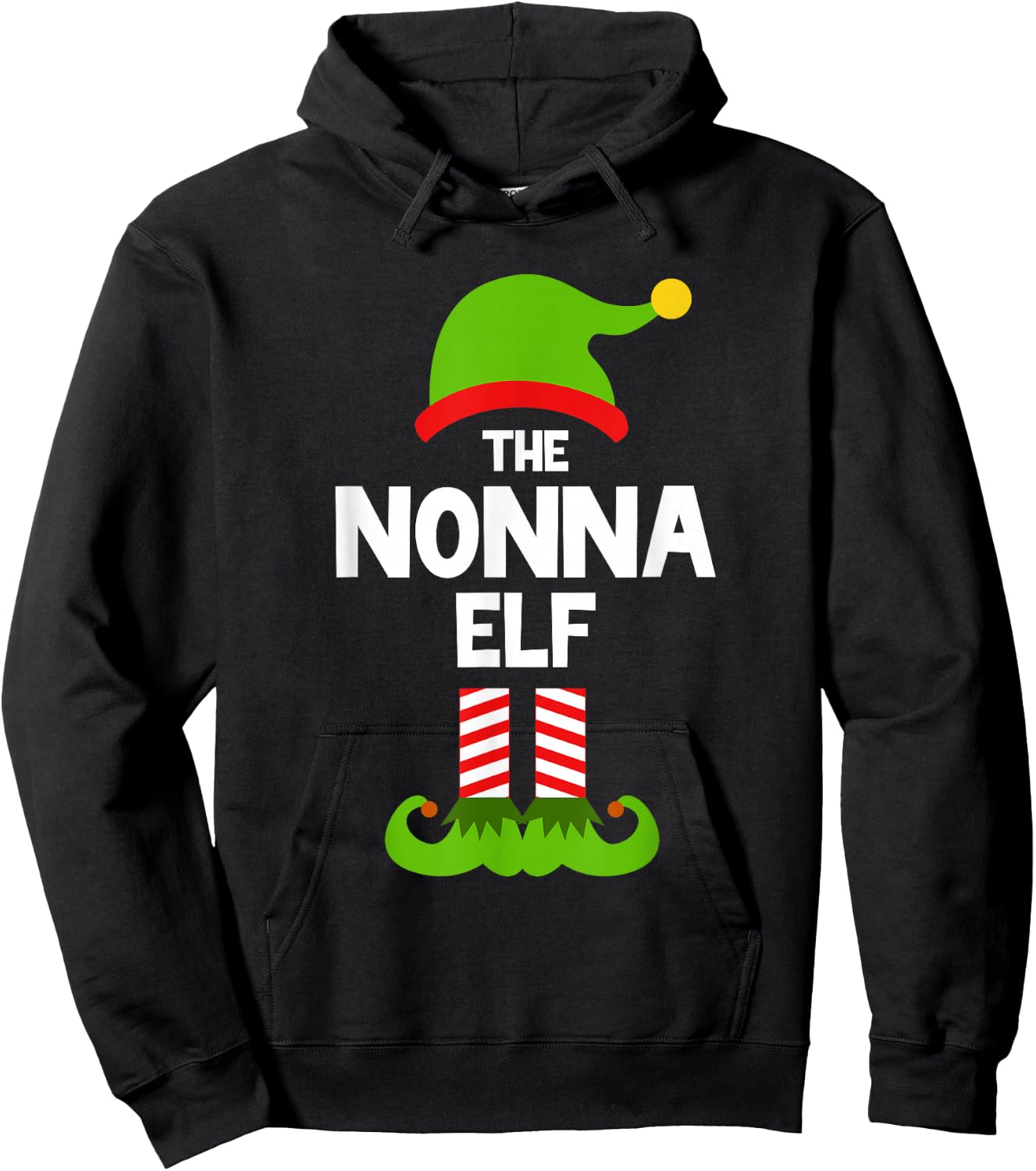I'm The Nonna Elf Christmas Family Pajama Funny Hoodie - Hoodie | Black