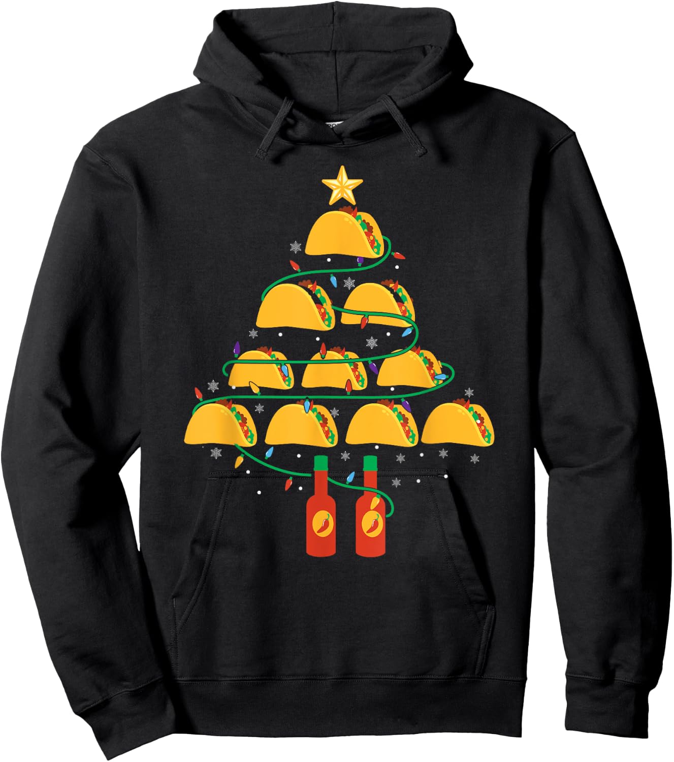 MY TACOS CHRISTMAS TREE Pajama Shirt Xmas Funny Hoodie - Hoodie | Black