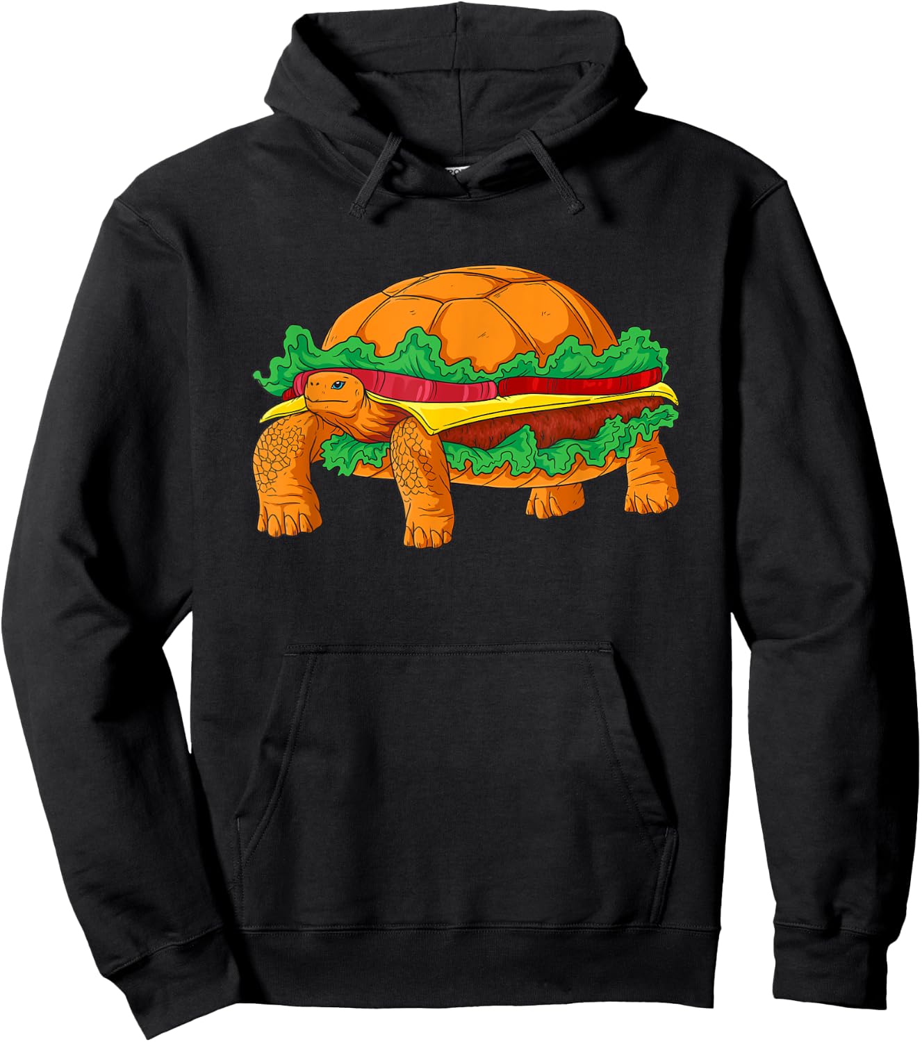 Funny Hamburger Turtle Fast Food Animal Hoodie - Hoodie | Black