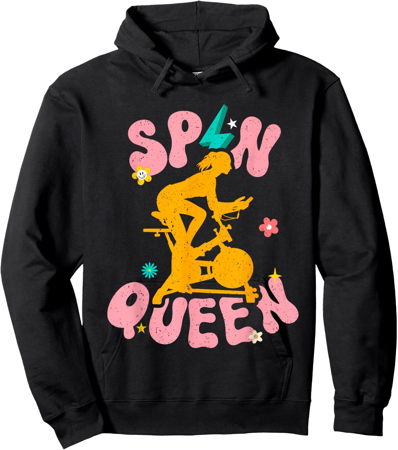 Spin Class Queen Indoor Cycling Workout Stationary Spin Bike Hoodie - Hoodie | Black
