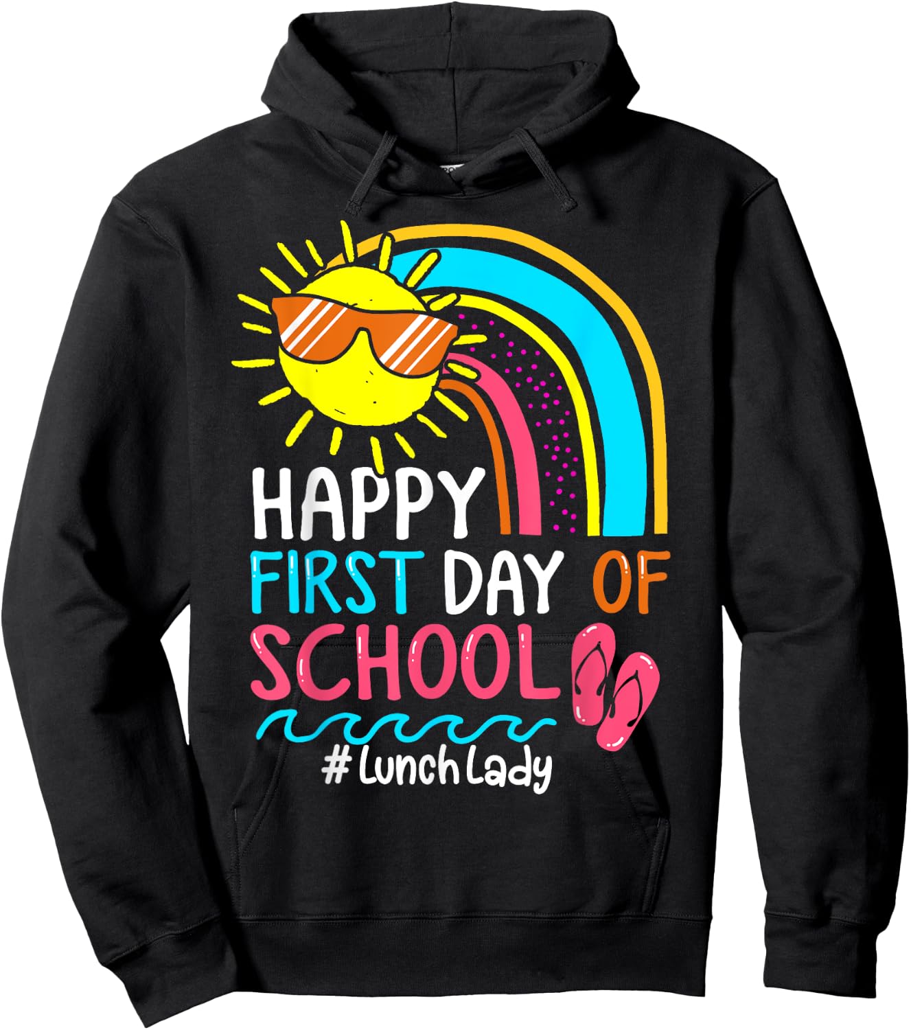Welcome Back To School Lunch Lady Rainbow Fist day of school Hoodie - Hoodie | Black