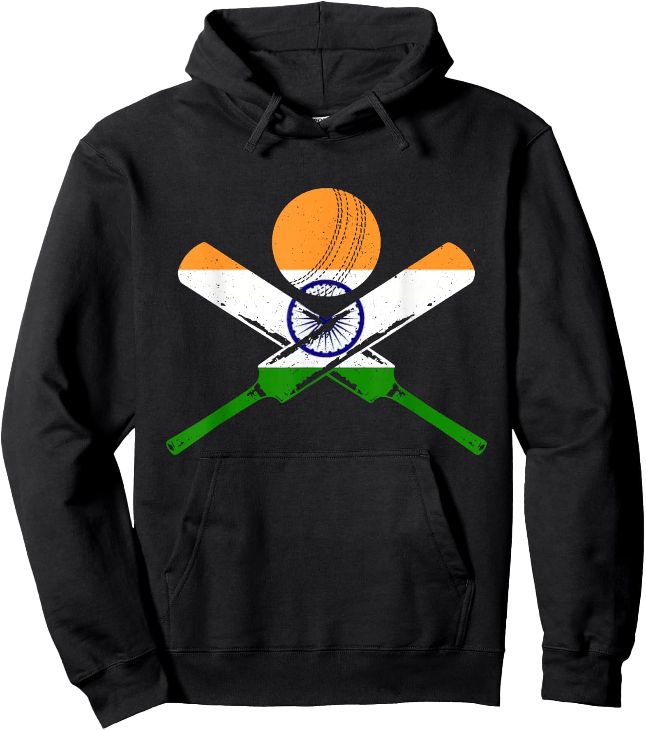 Cricket India Vintage Indian Flag Cricketer Hoodie - Hoodie | Black