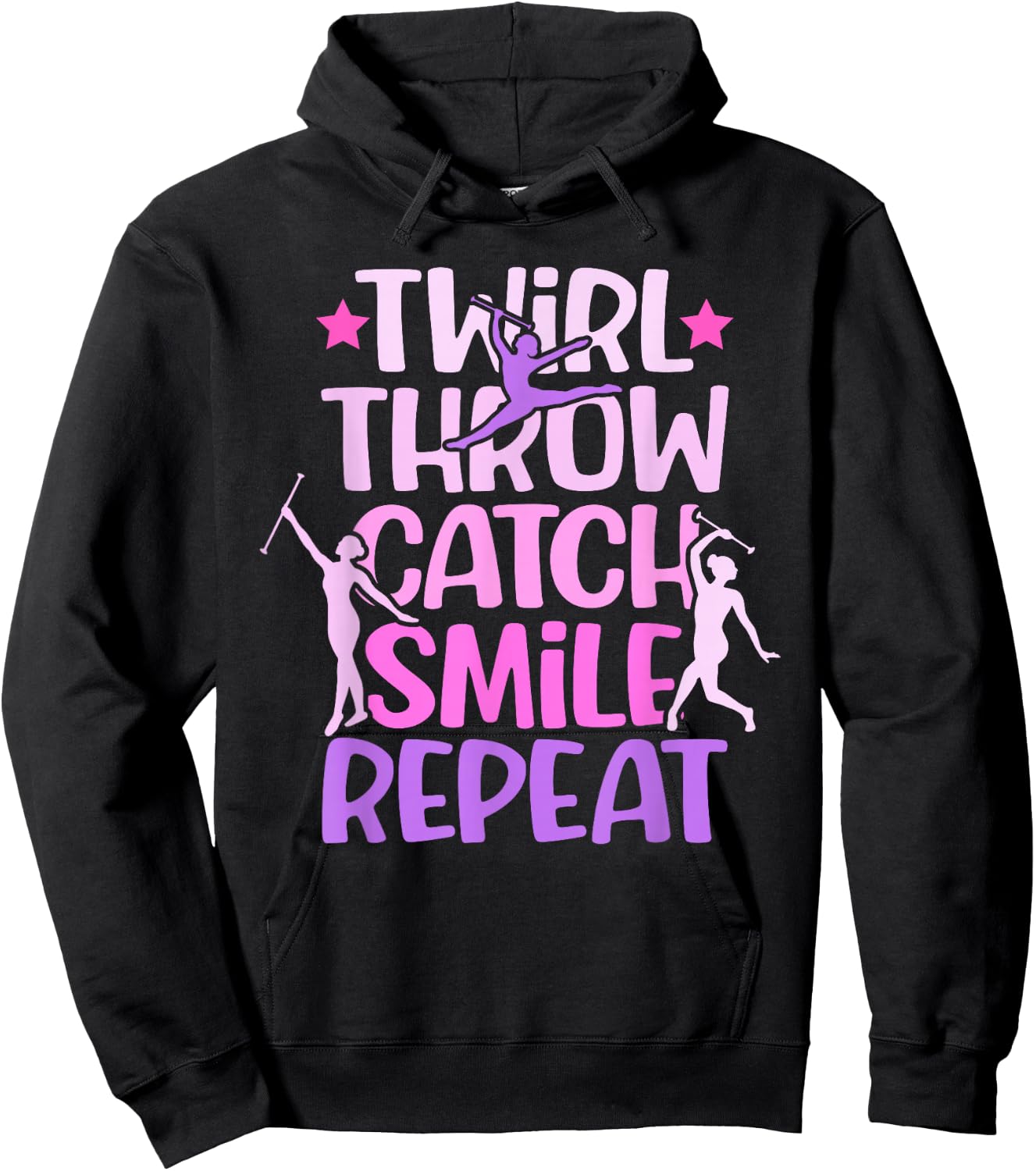 Twirler Majorettes Twirl Throw Catch Smile Baton Twirling Hoodie - Hoodie | Black