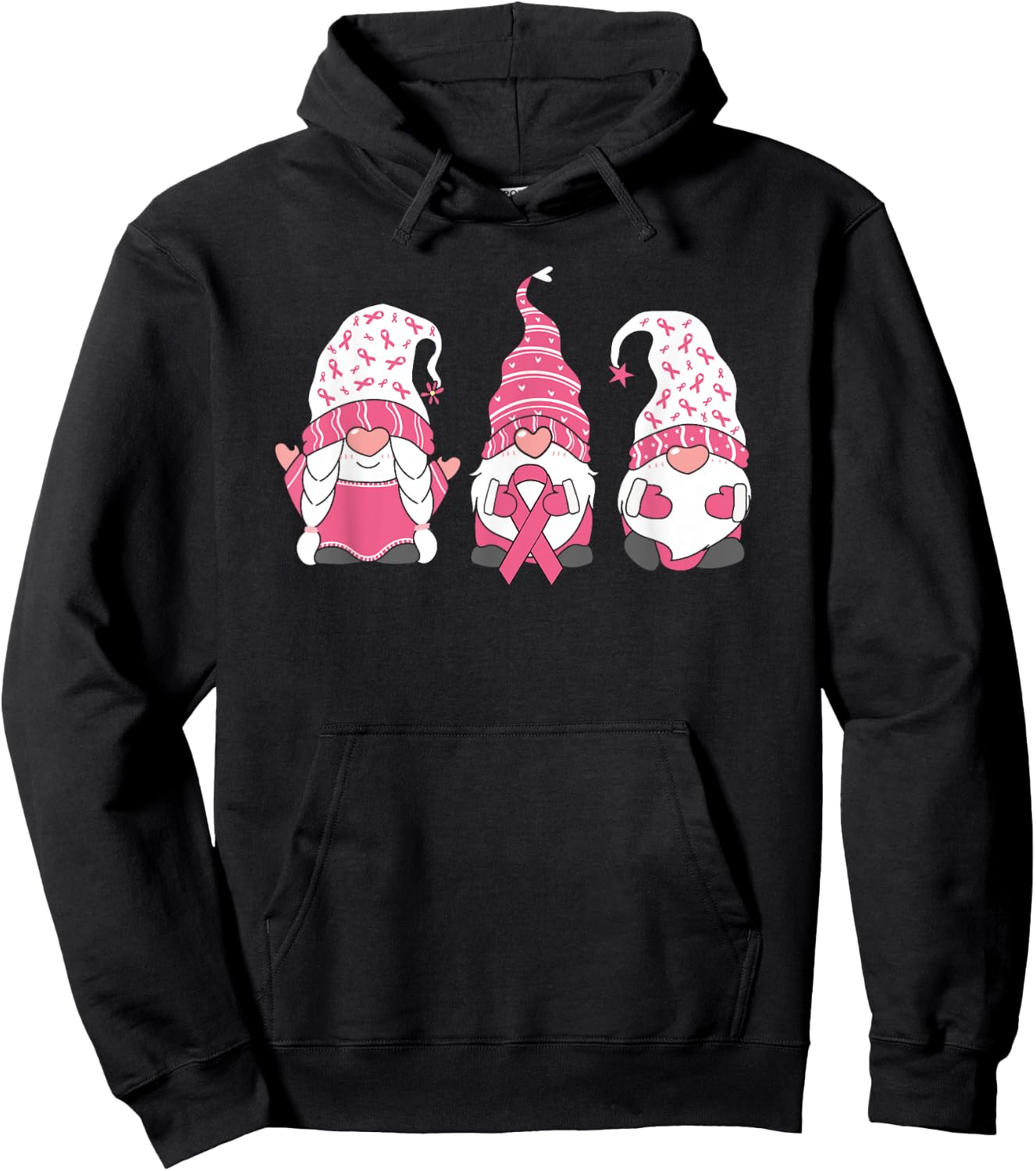Gnomes Breast Cancer Family Support Breast Cancer Awareness Hoodie - Hoodie | Black