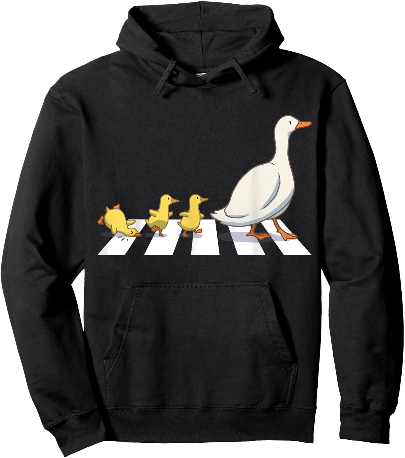 Funny Ducks Crossing Road Crosswalk Rooster Farmer Kid Men Hoodie - Hoodie | Black