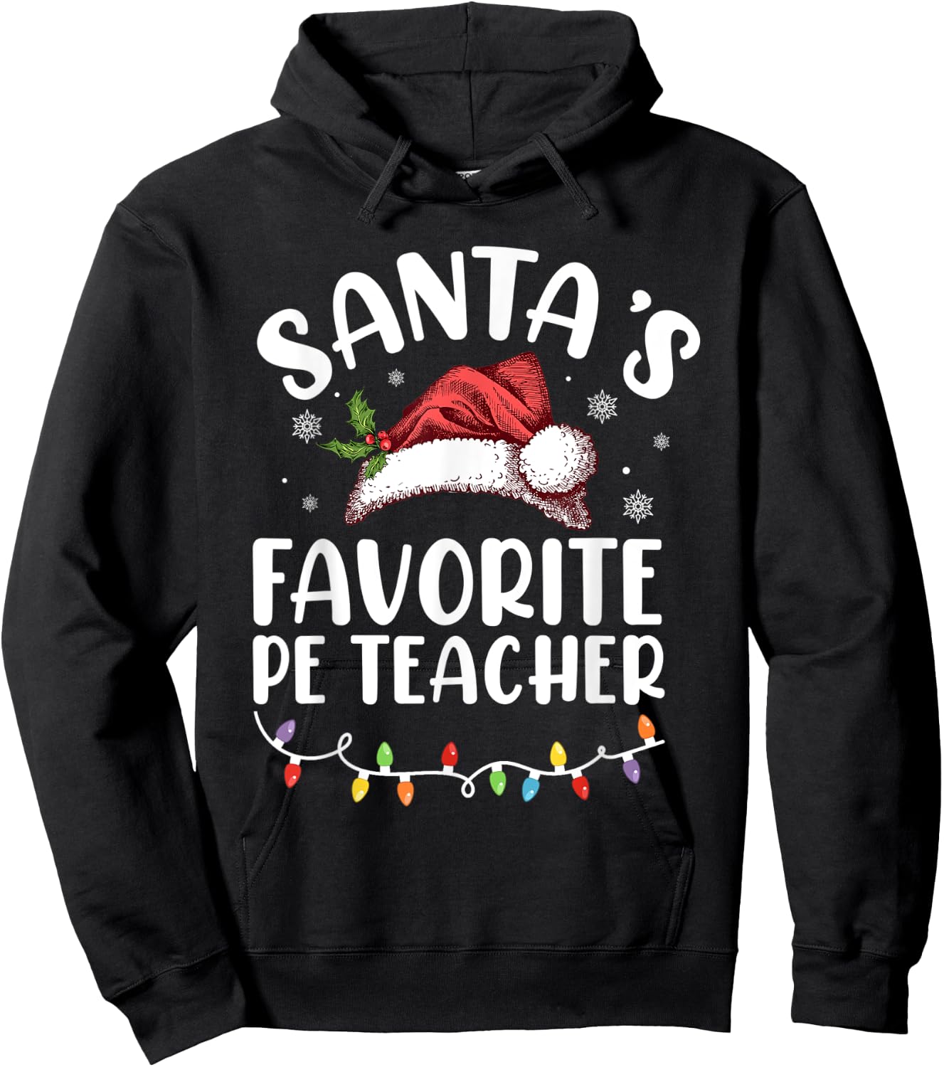 Santa's Favorite Pe Teacher Christmas, Teacher Christmas Women Kids Hoodie - Hoodie | Black
